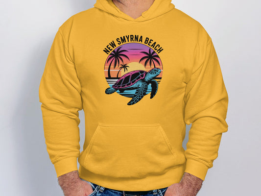 New Smyrna Beach Turtle Sunset Design Hoodie product