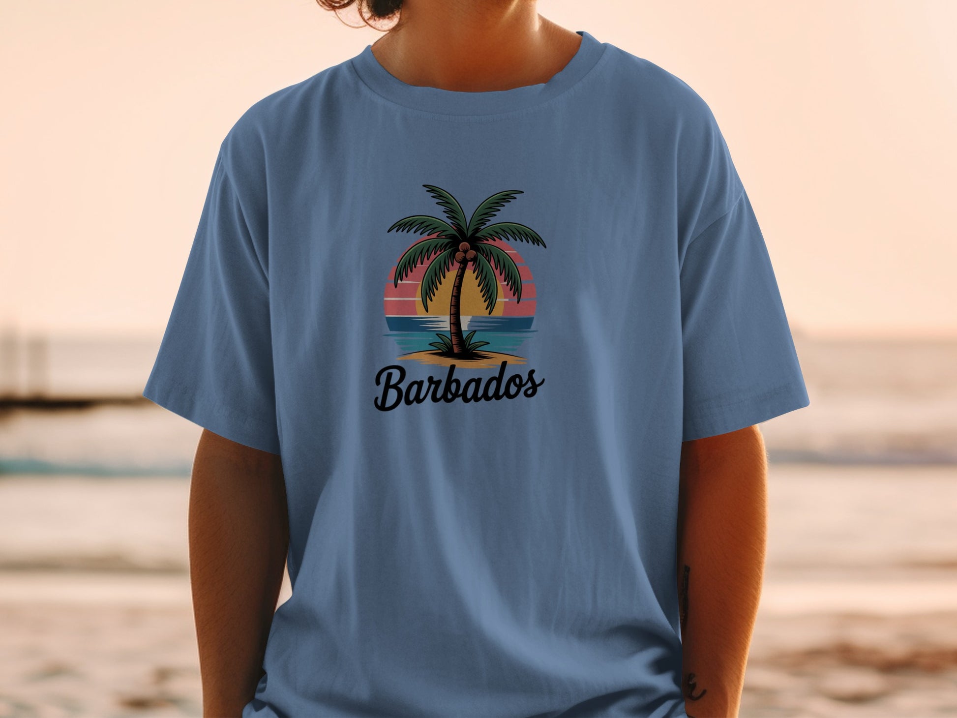 Sunset Barbados Palm Tree Graphic T-Shirt product type