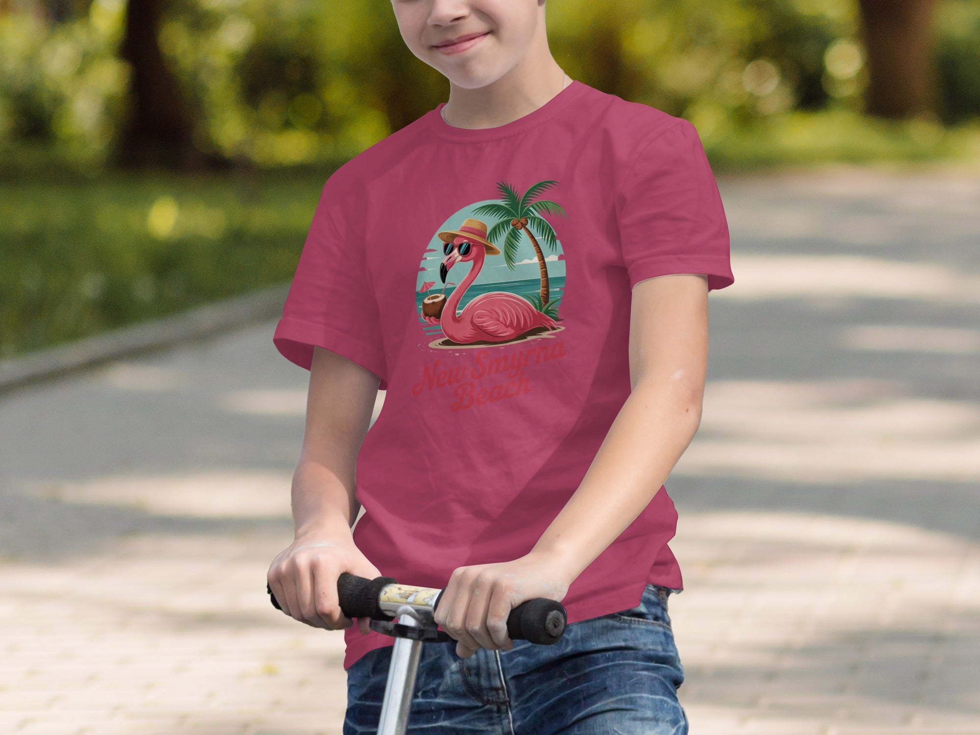 New Smyrna Beach Flamingo Kids T-shirt product type