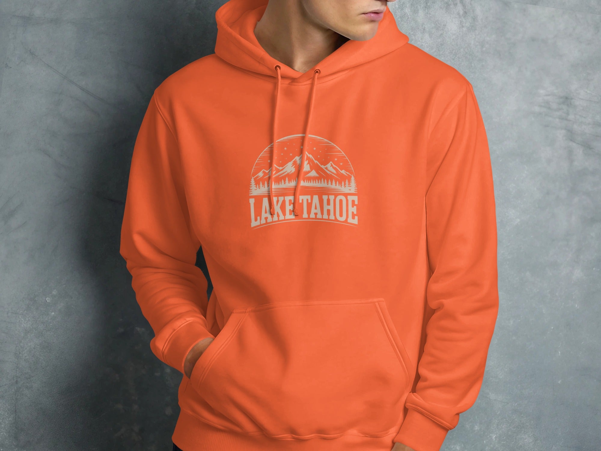 Cozy Lake Tahoe Hoodie with Mountain Print Design