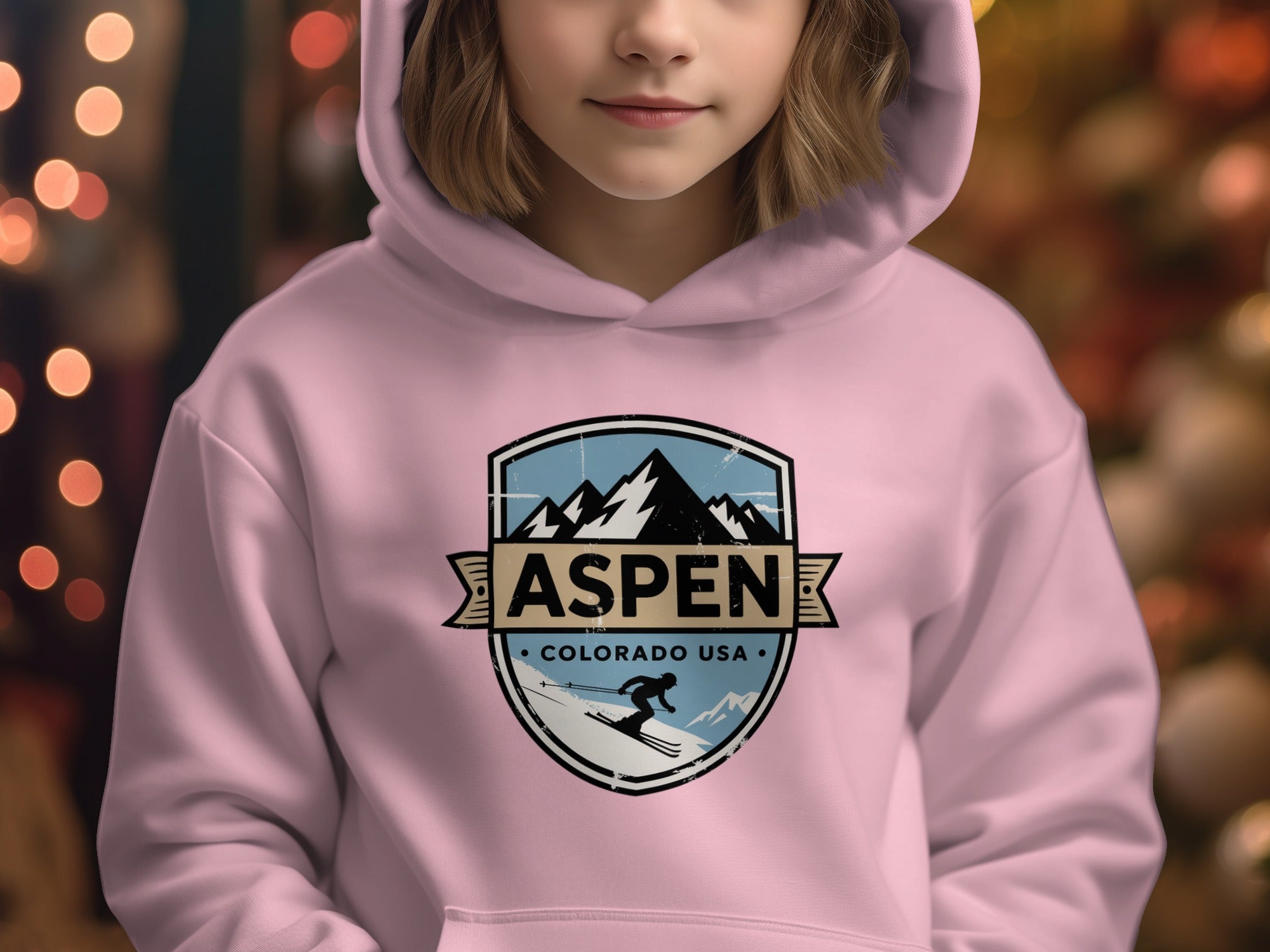 Aspen Colorado USA Skiing Badge Hoodie