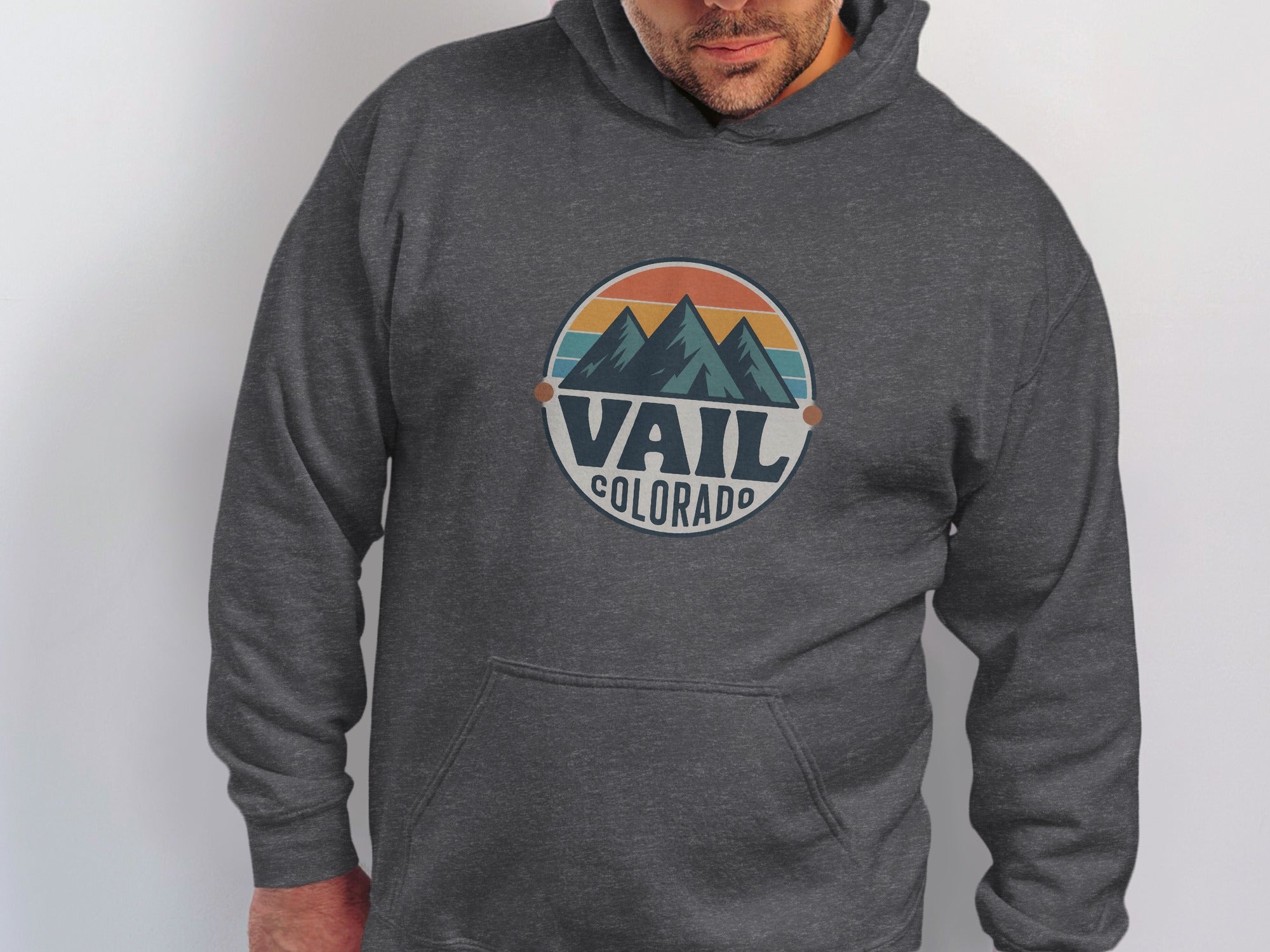 Vail Colorado Hoodie With Retro Mountain Design product