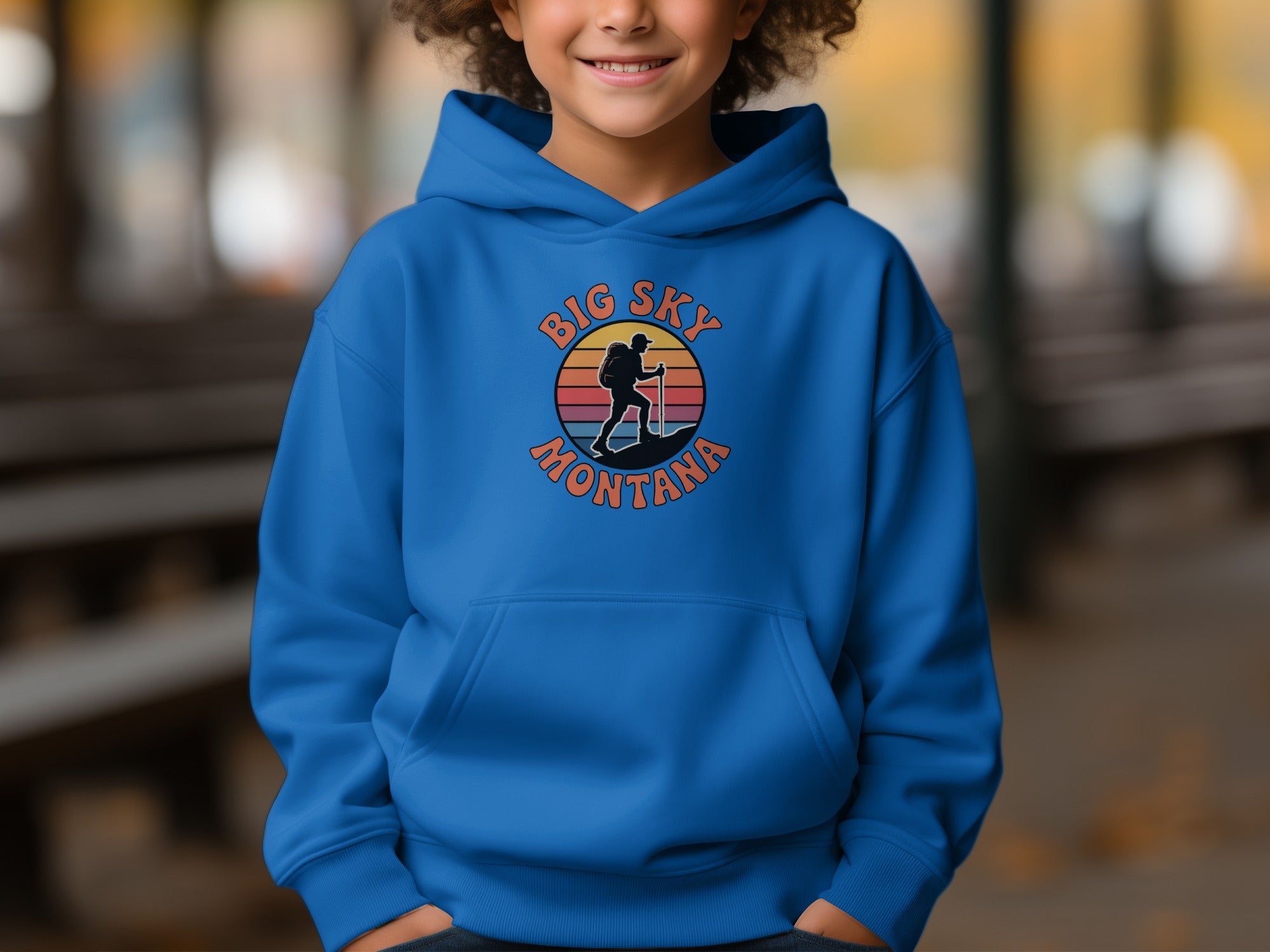 Big Sky Montana hoodie with sunset silhouette design