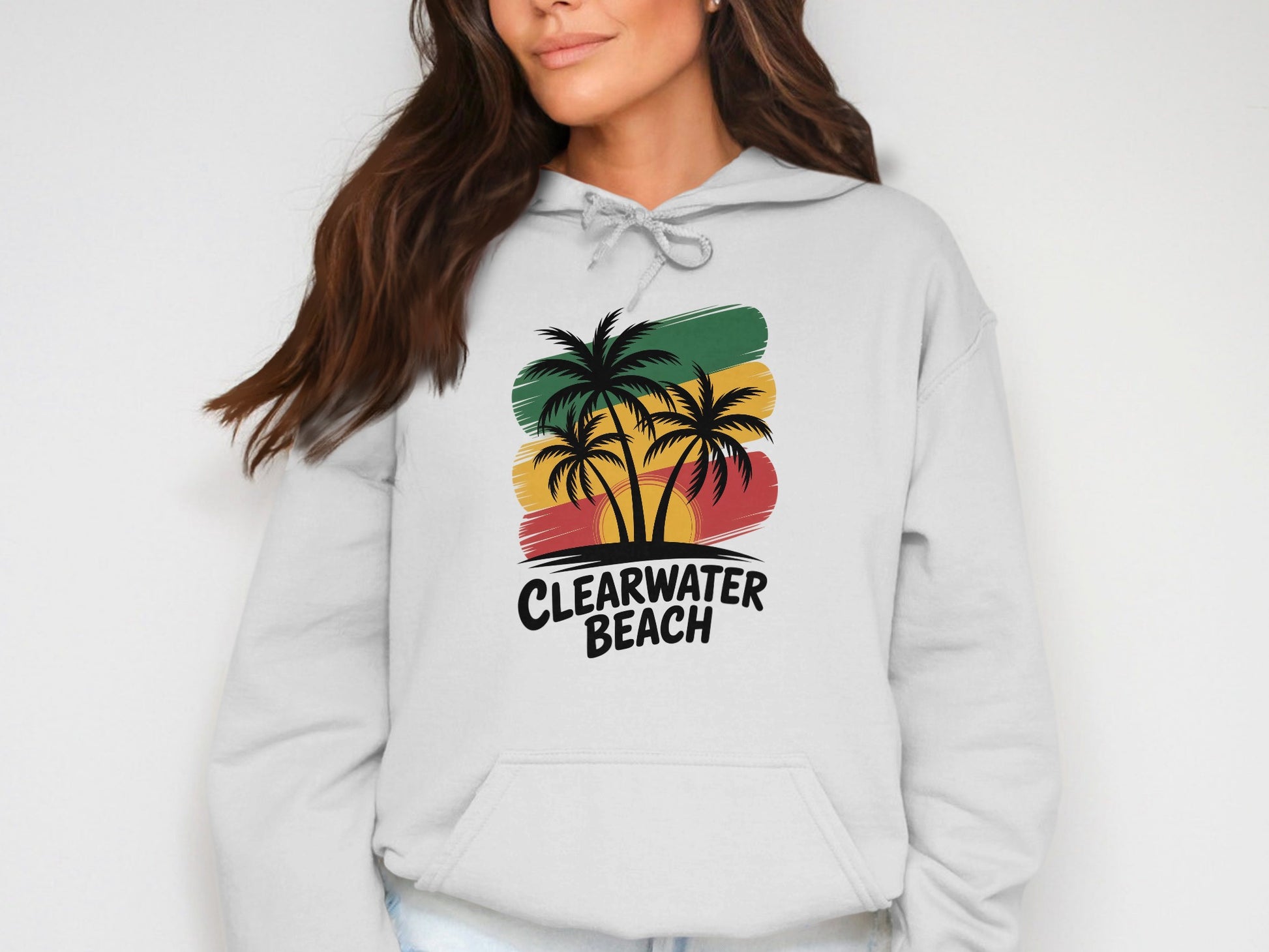 Clearwater Beach Hoodie with Colorful Palm Trees product