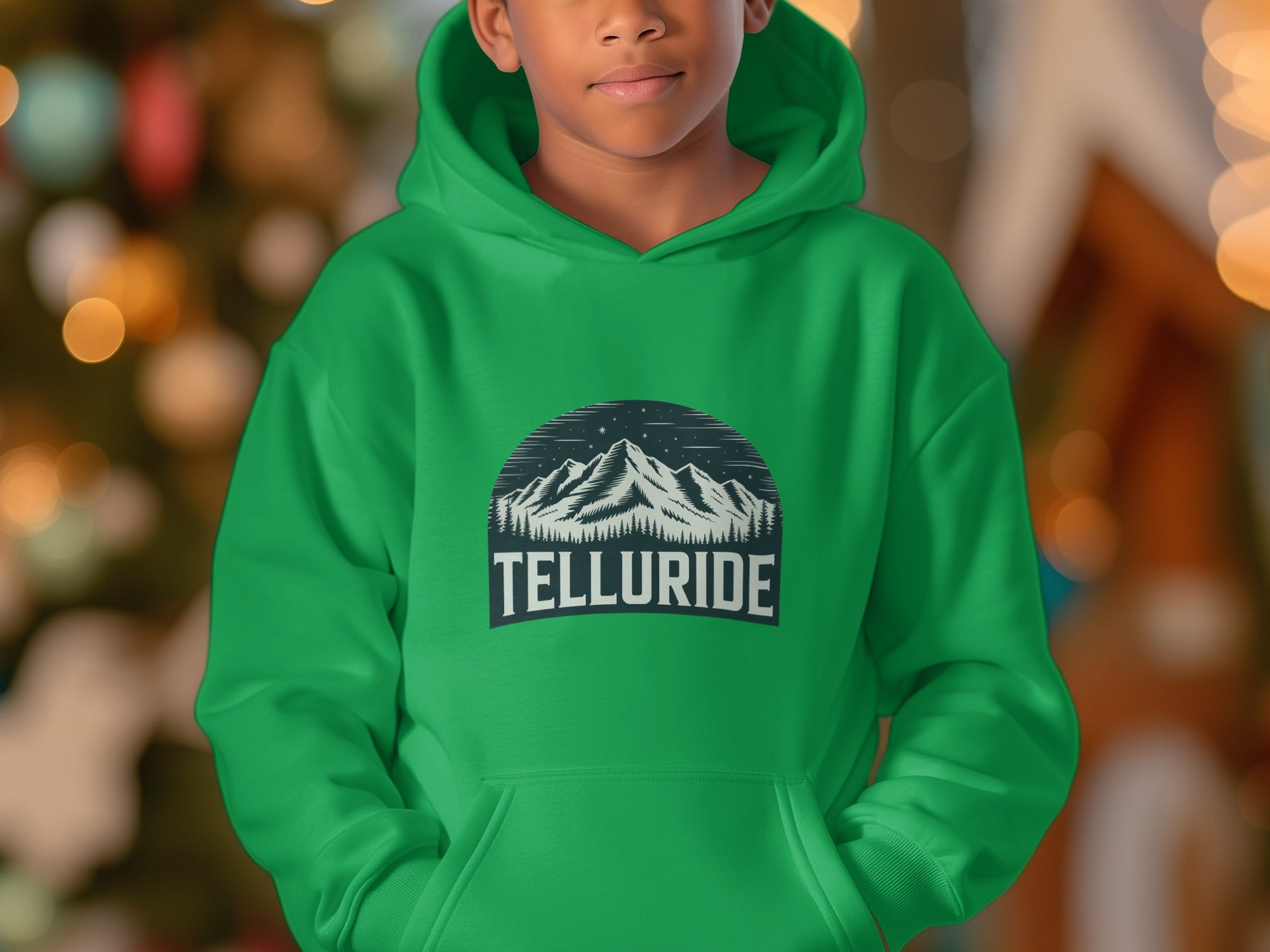 Telluride Mountains Design Green Hoodie Product