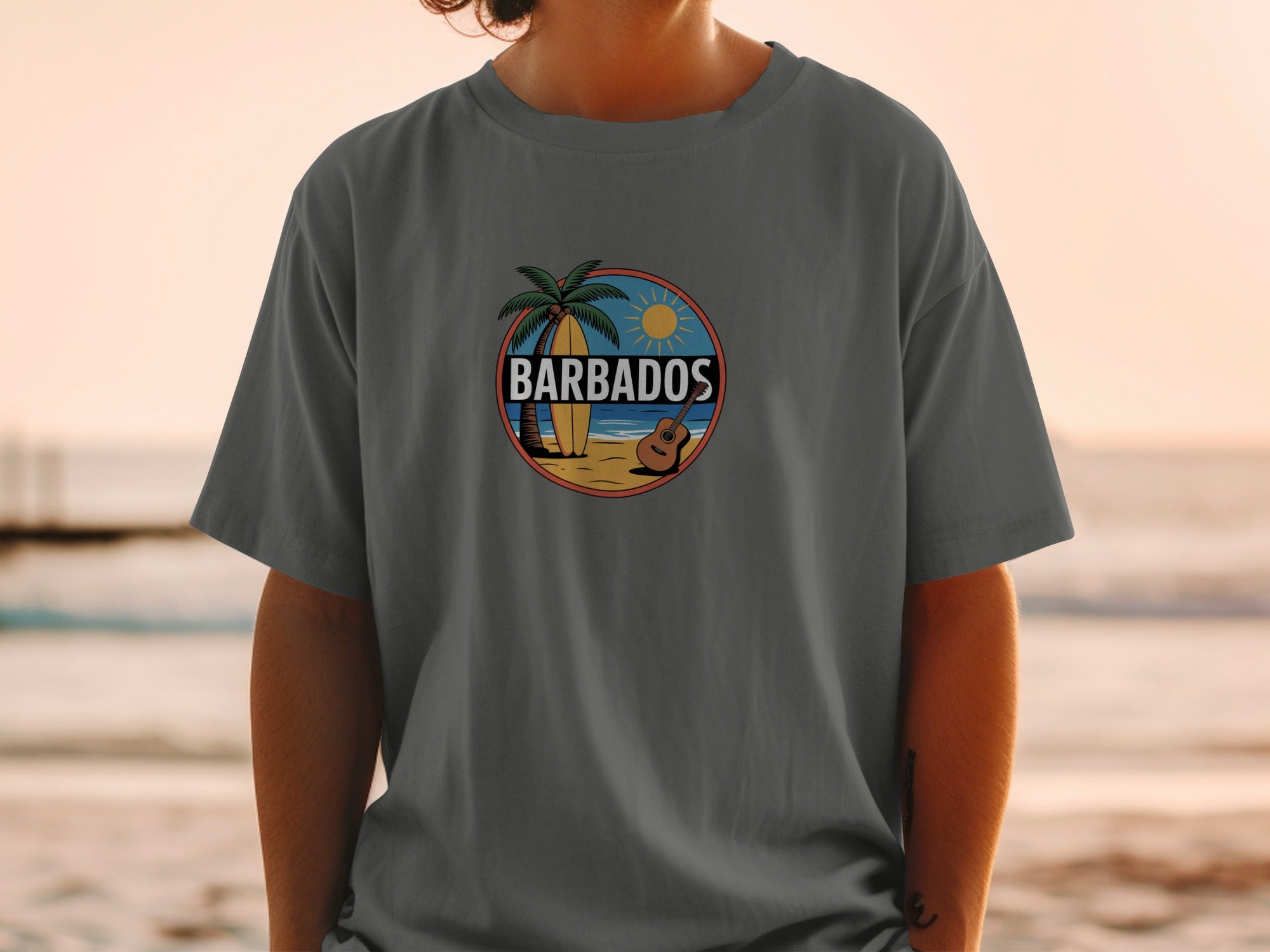 Barbados Beach Design Graphic Gray T-Shirt product