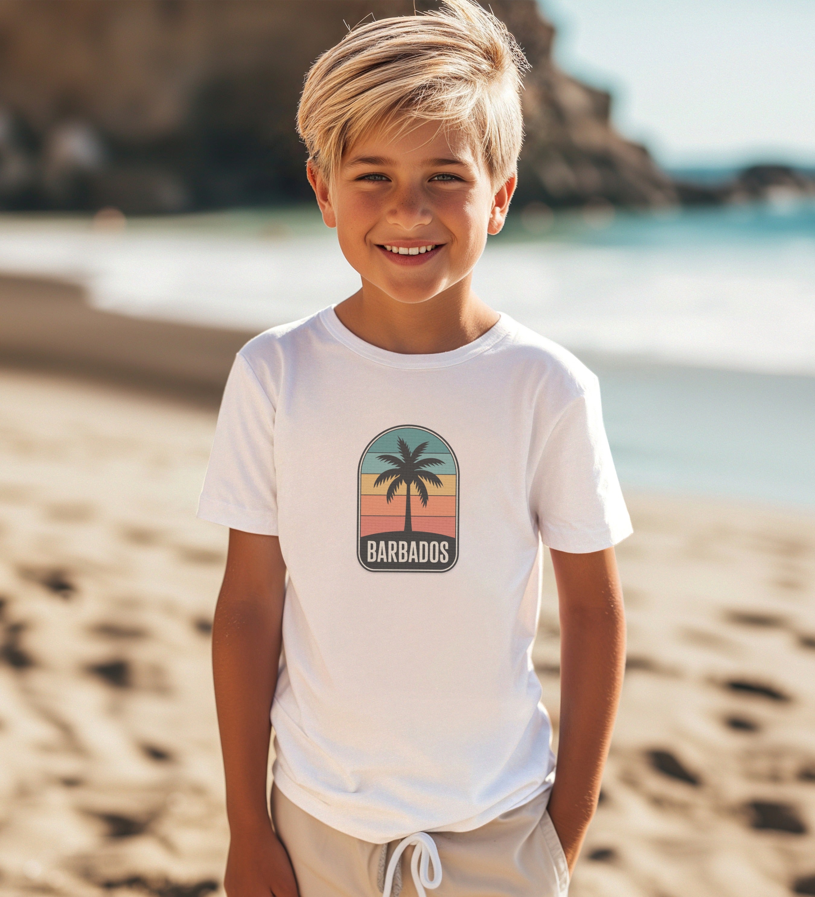Barbados Palm Tree Beach Scene Graphic T-Shirt product type