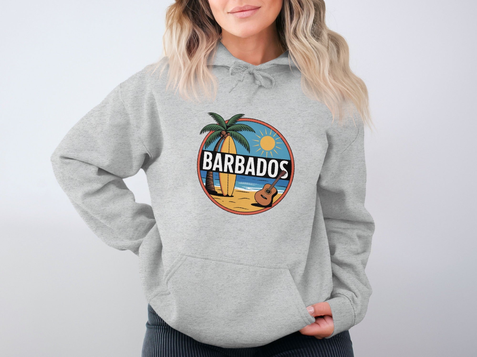 Barbados Surfboard Beach Scene Hoodie product type