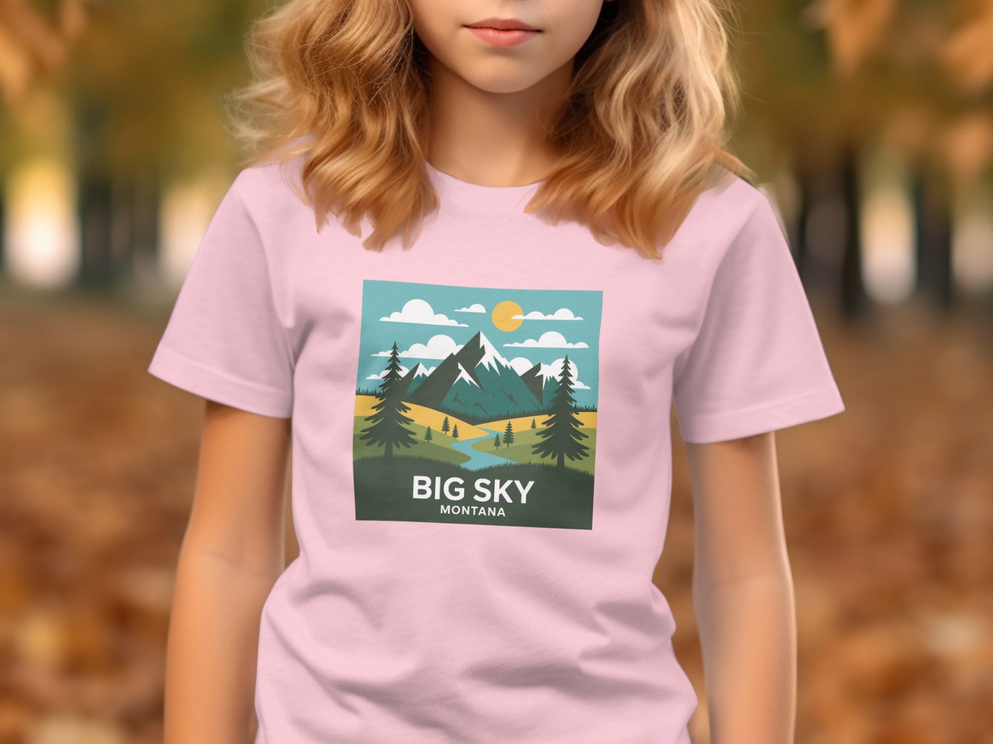 Children's Pink Big Sky Montana Graphic Print Shirt