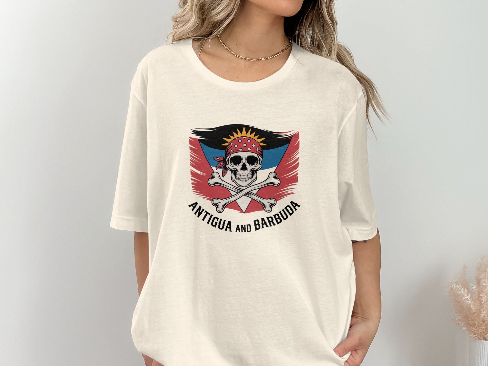 Antigua and Barbuda Skull Flag Graphic T-shirt product