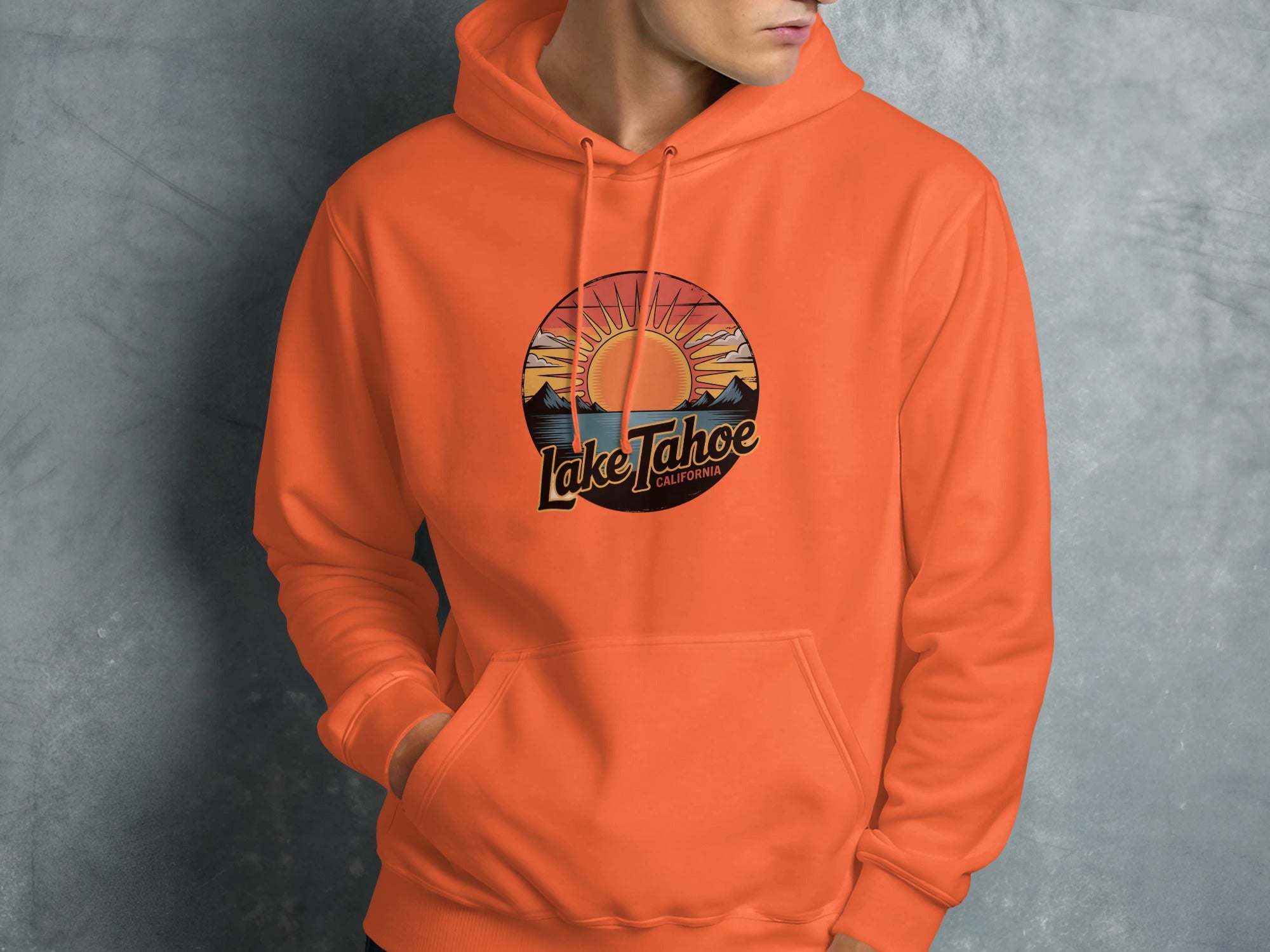 Lake Tahoe California Sunset Design Hooded Sweatshirt