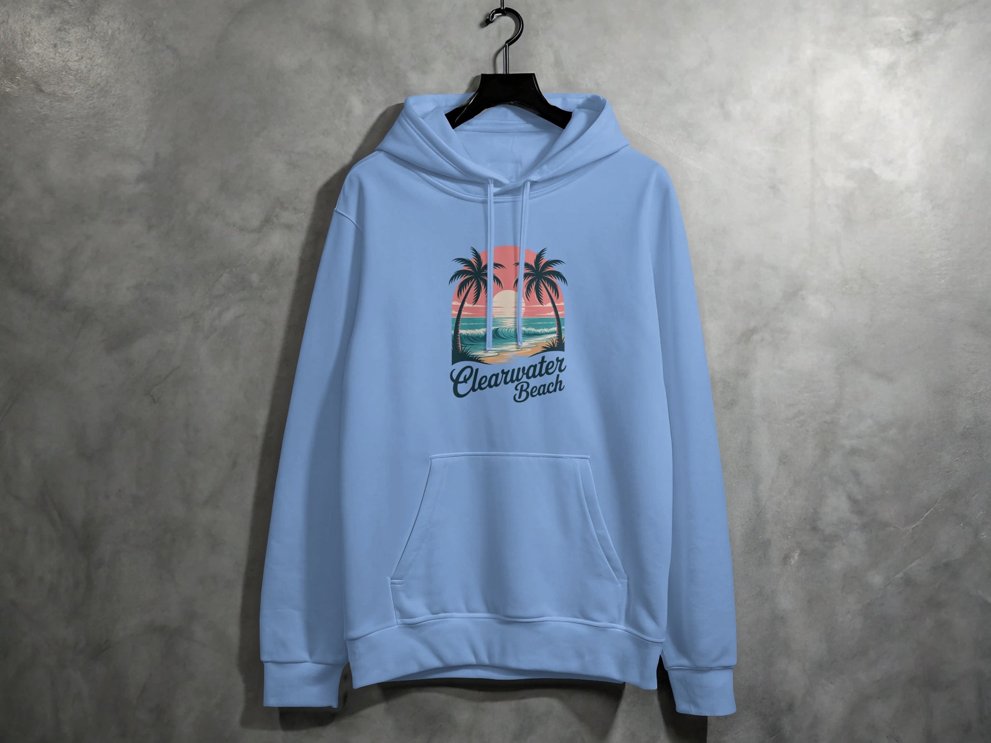 Clearwater Beach Hoodie with Palm Tree Sunset product type