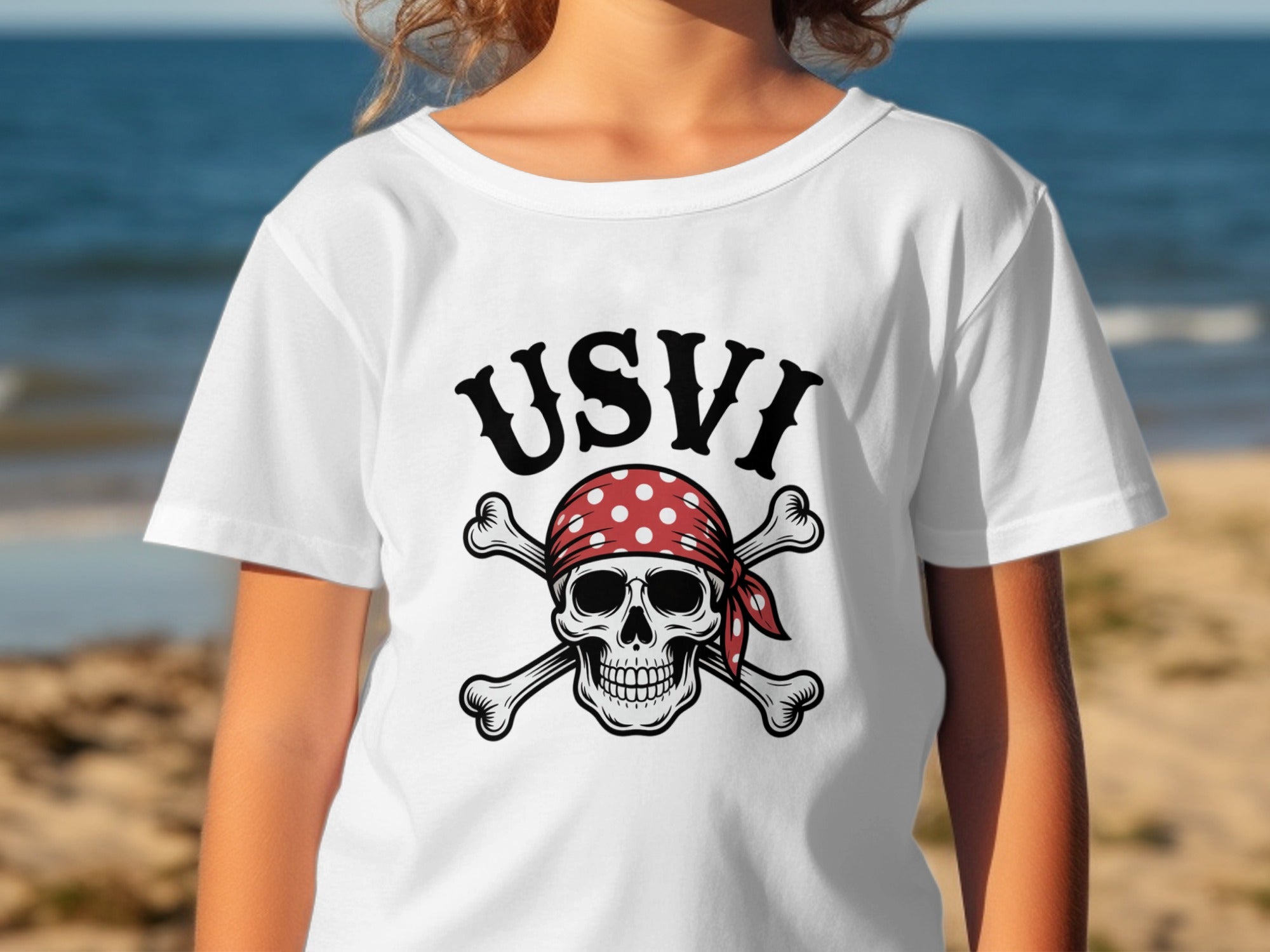 USVI Pirate Skull Graphic Casual T-shirt product