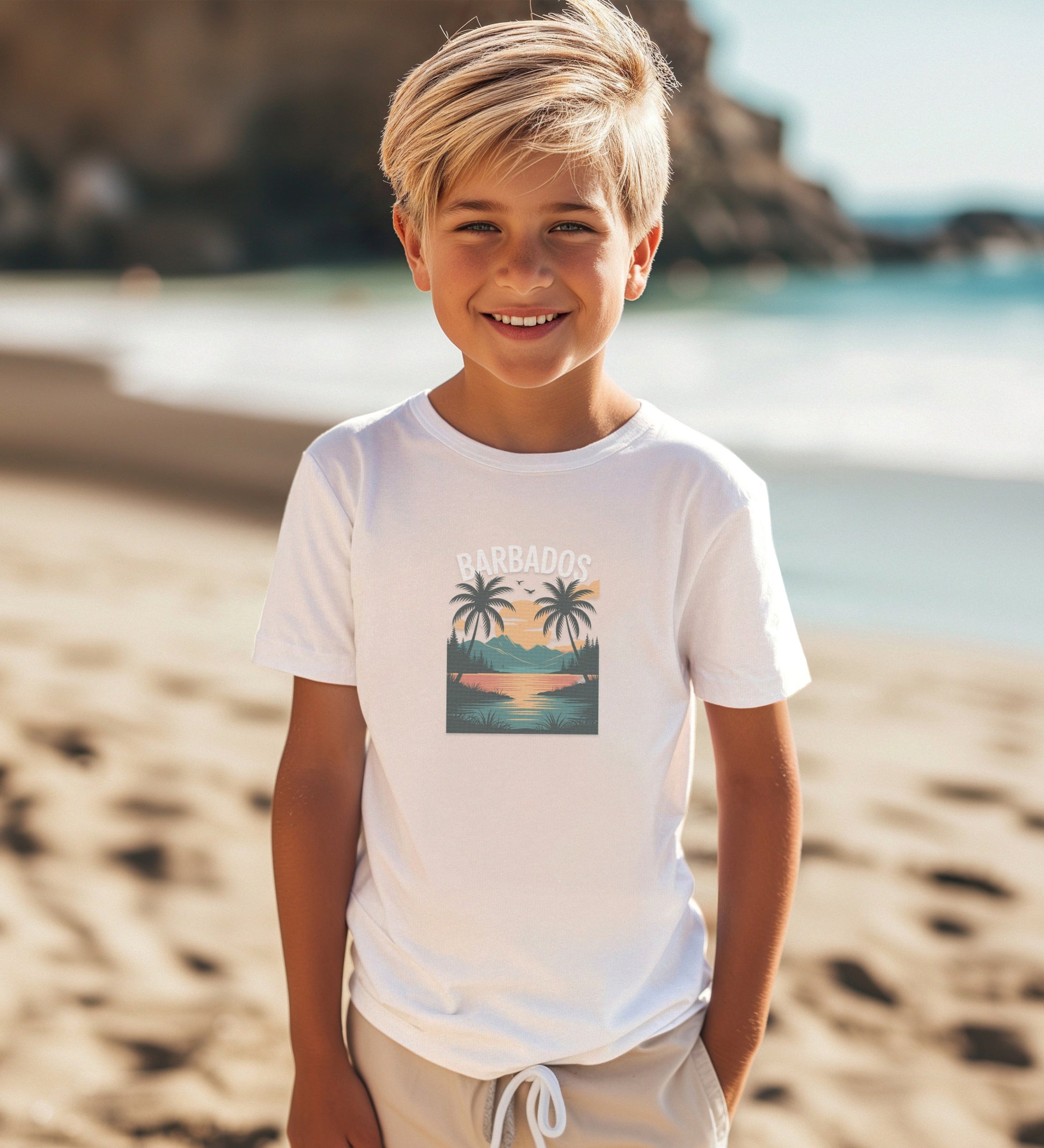 Barbados Sunset Graphic Print Kids T-Shirt product type