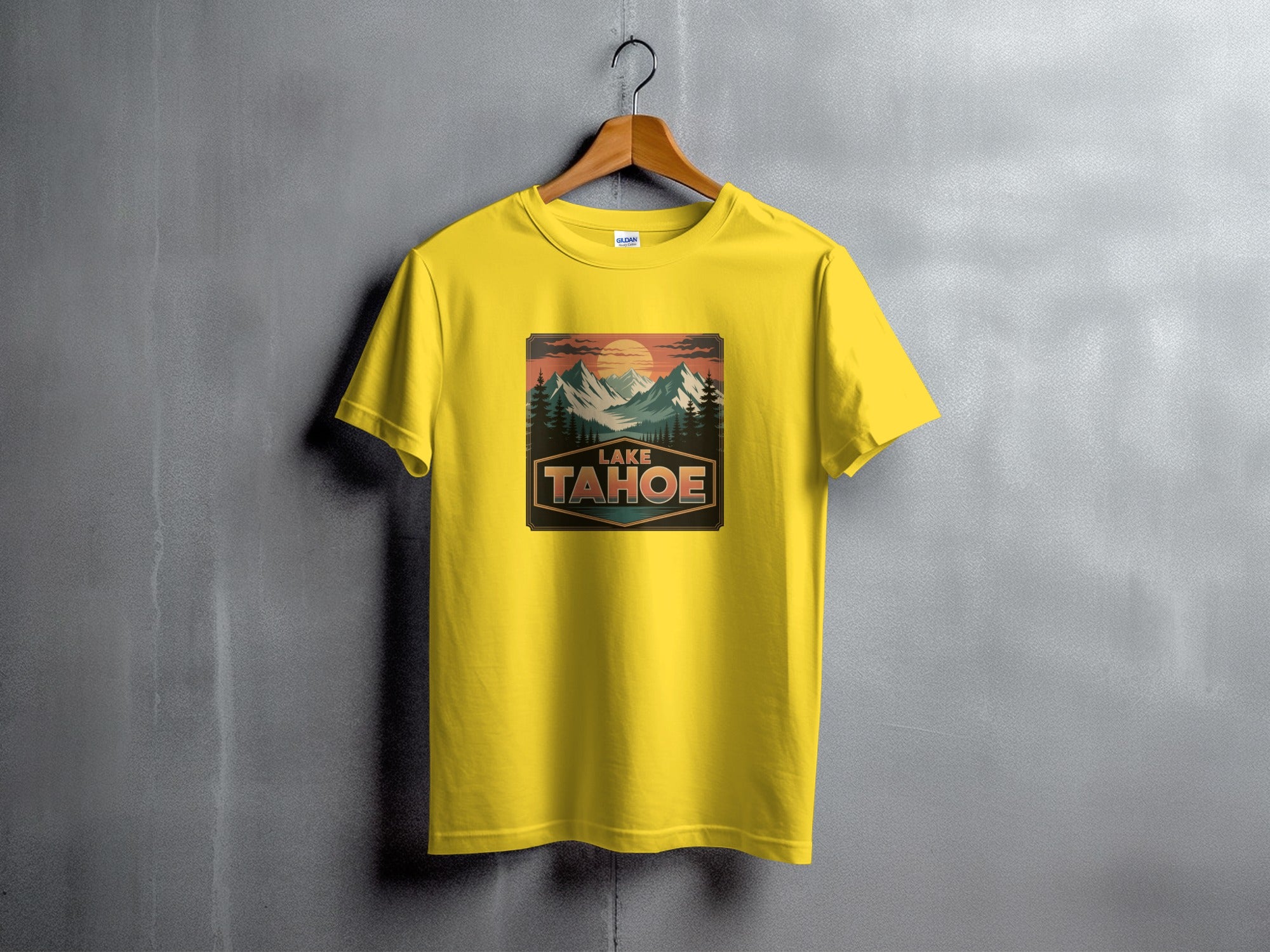 Stylish Yellow Lake Tahoe Graphic T-Shirt product
