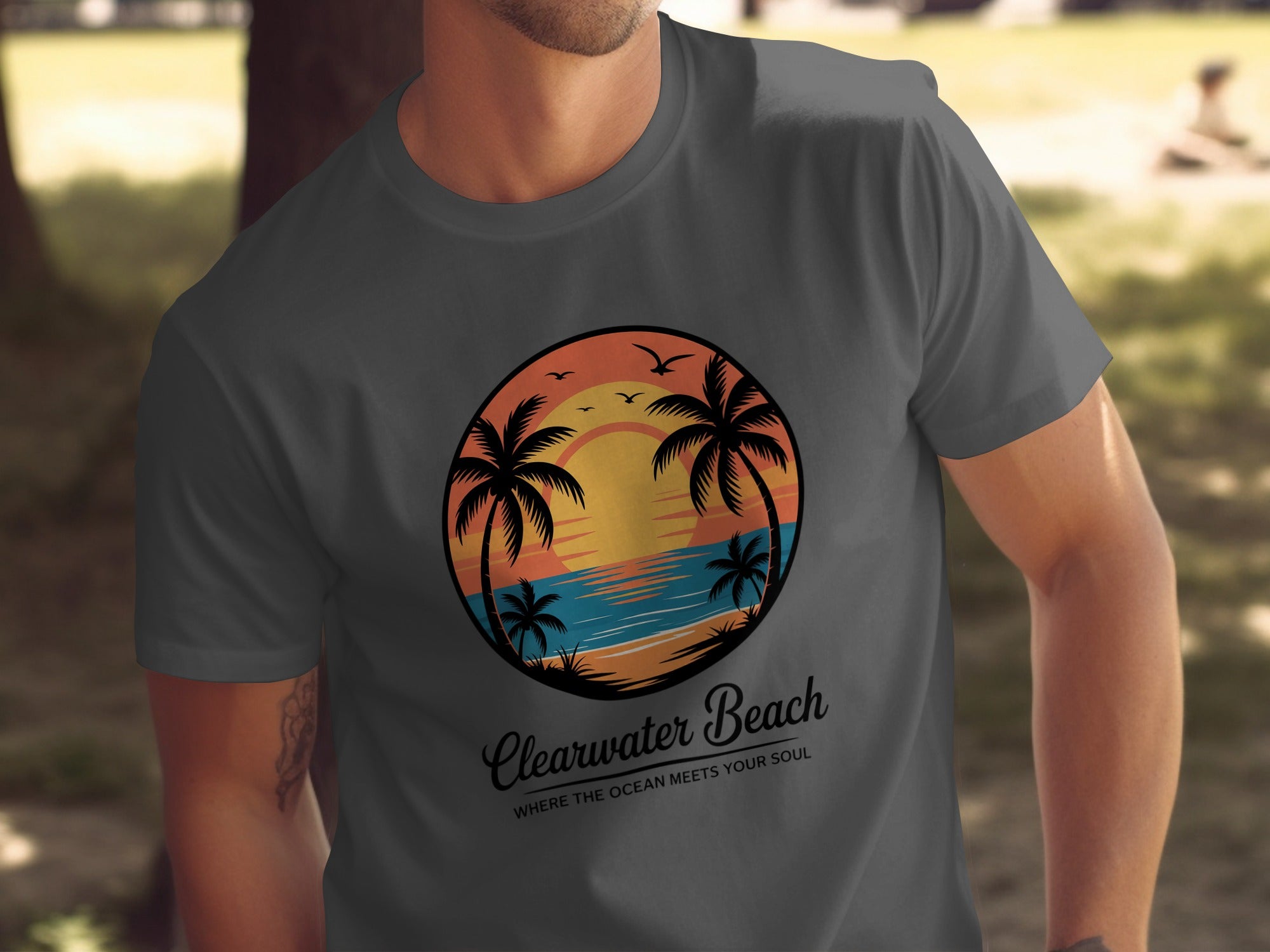 Clearwater Beach Palm Trees Sunset Scene product