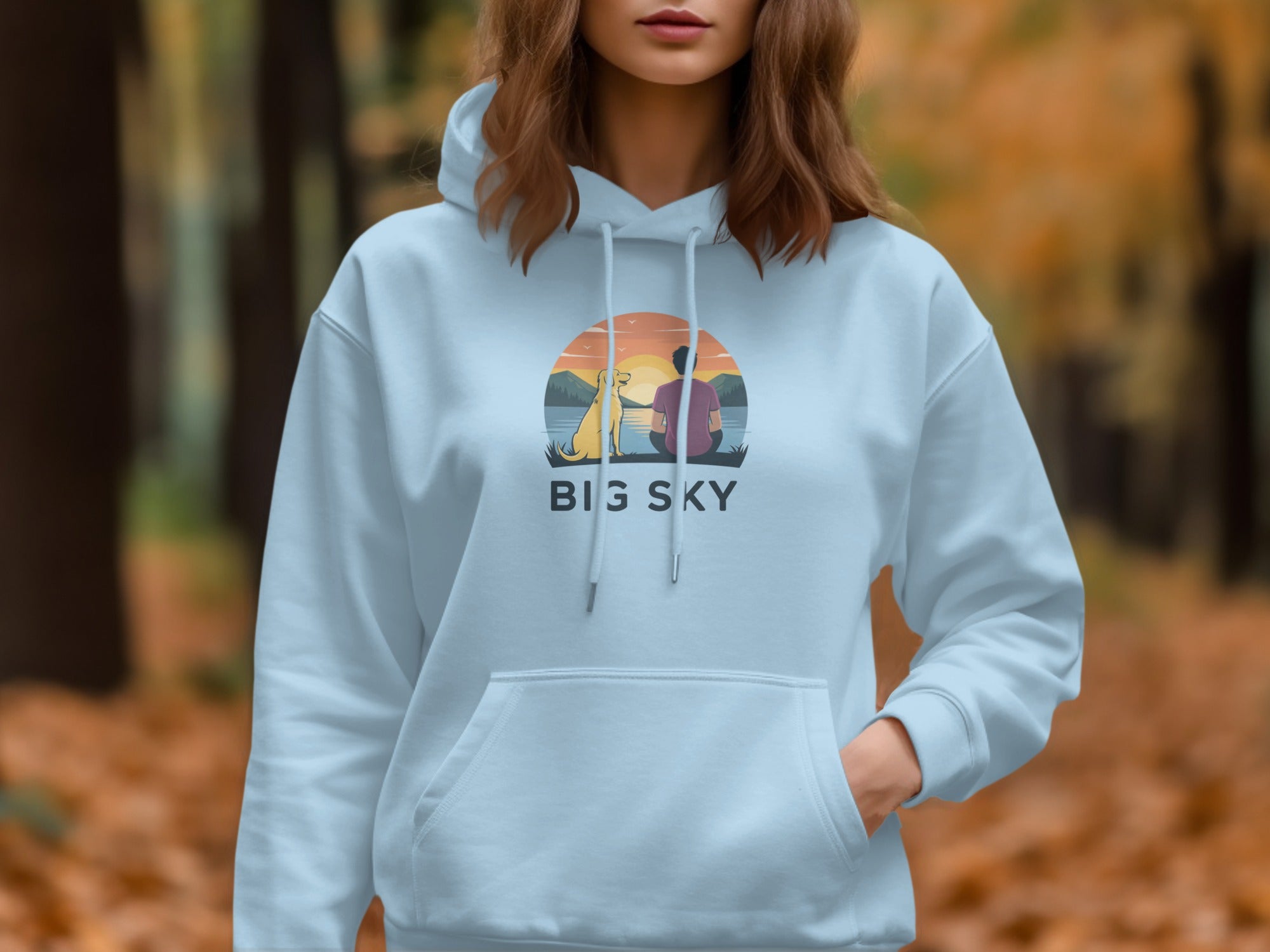 Big Sky Hoodie with Vibrant Sunset Graphic Design