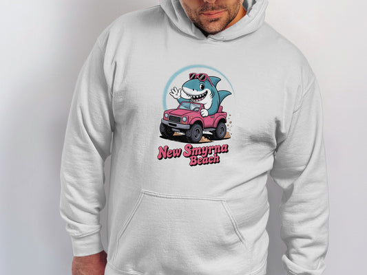 New Smyrna Beach Shark in Jeep Graphic Hoodie product