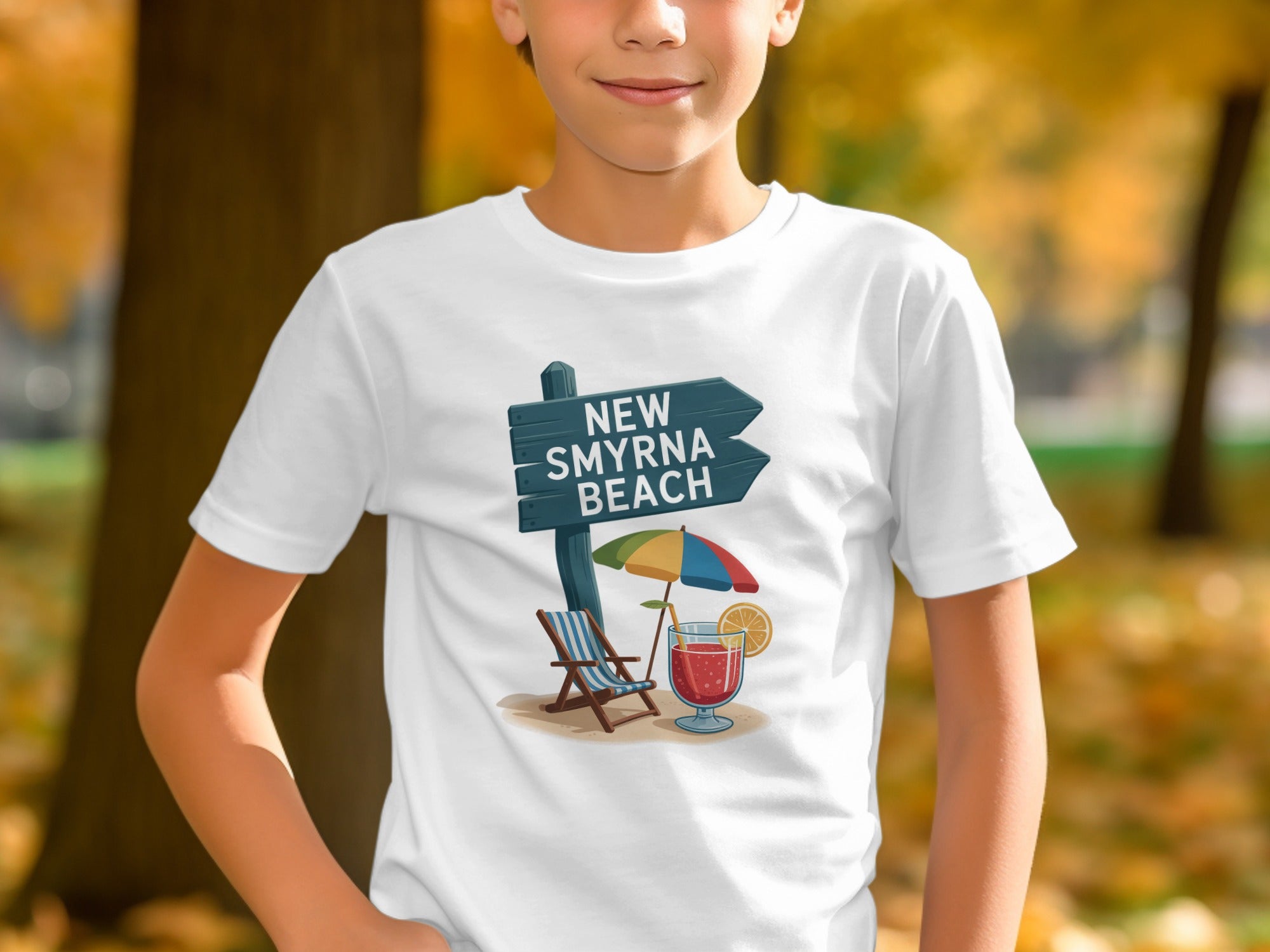 New Smyrna Beach Sign with Drink Graphic Product Type