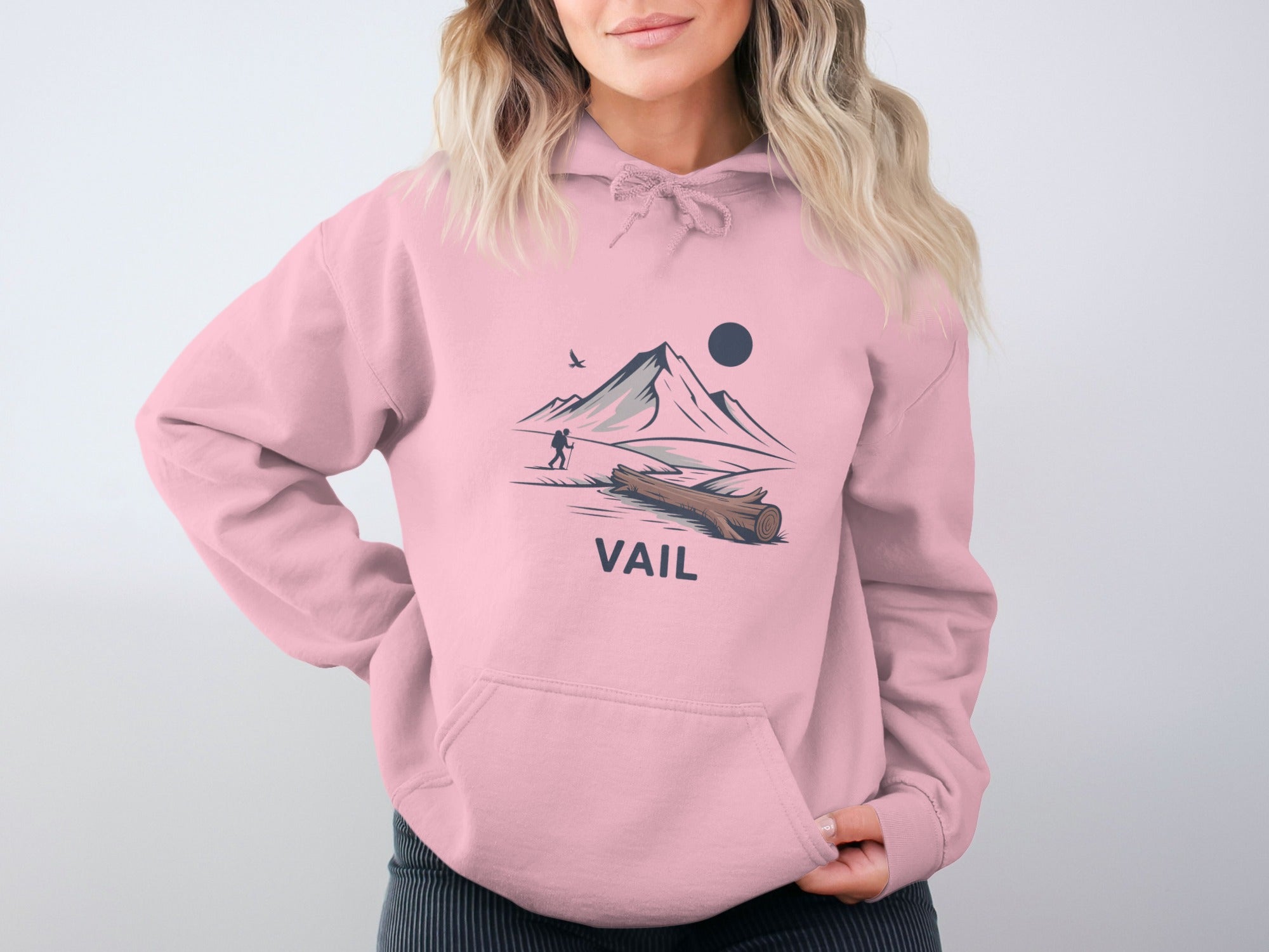 Vail Mountain Scene Pink Graphic Hoodie product type