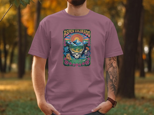 Aspen Colorado Skull and Roses Graphic Tee product