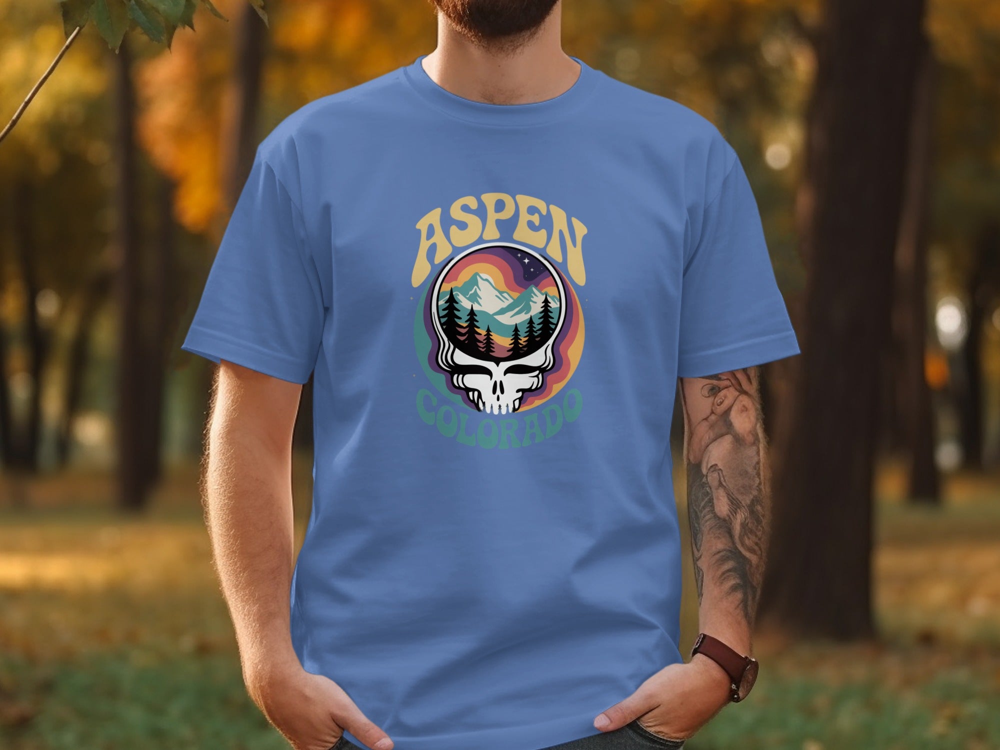 Aspen Colorado Skull Design Graphic T-shirt product