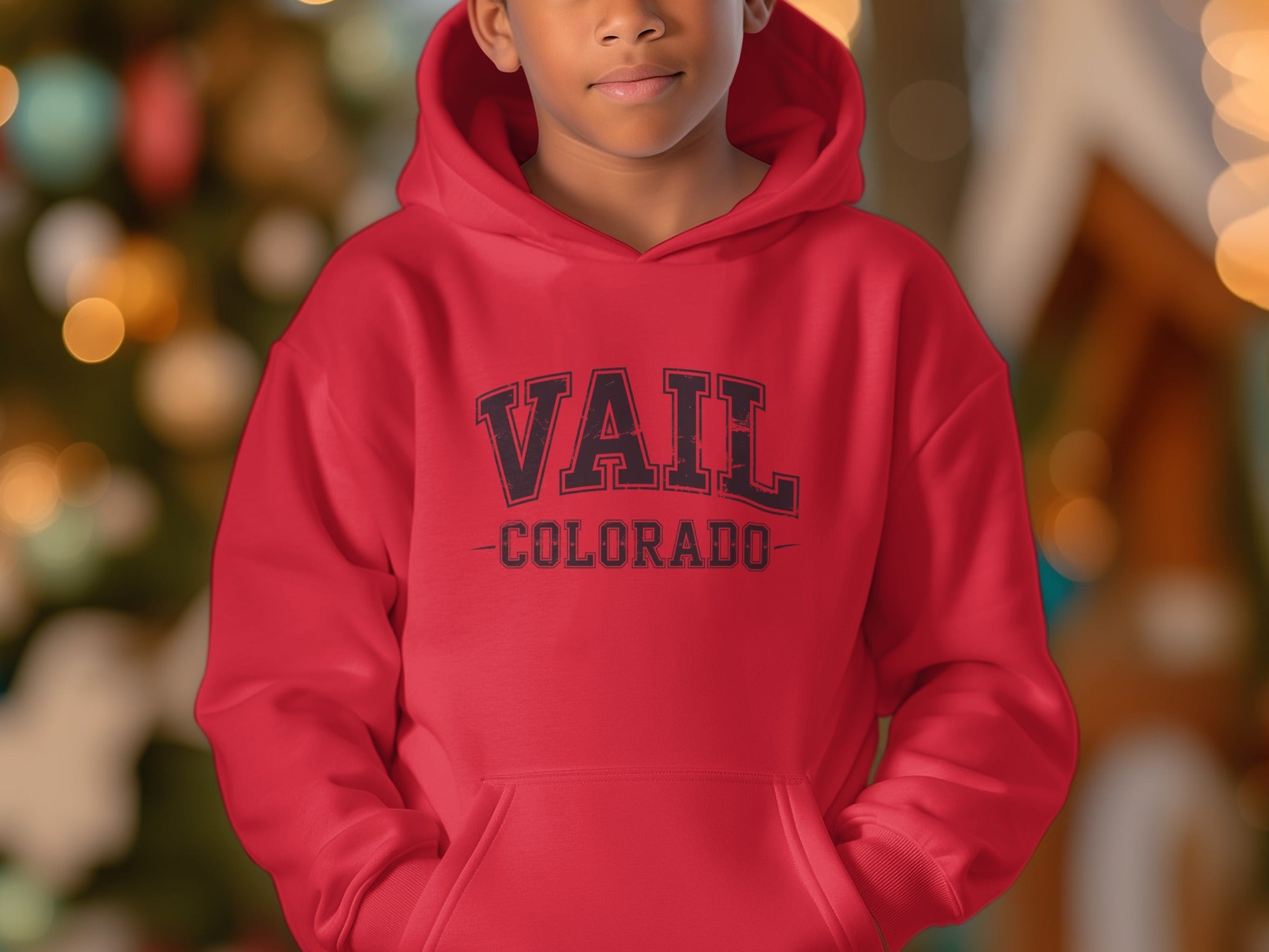 Red Vail Colorado Hoodie for Stylish Fleece Apparel product type