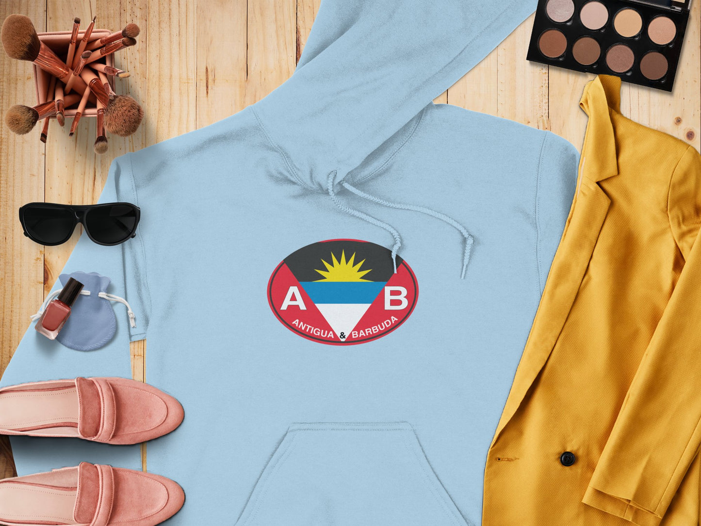 Antigua and Barbuda  Oval Logo Vacation Travel Hoodie Gift Souvenir White