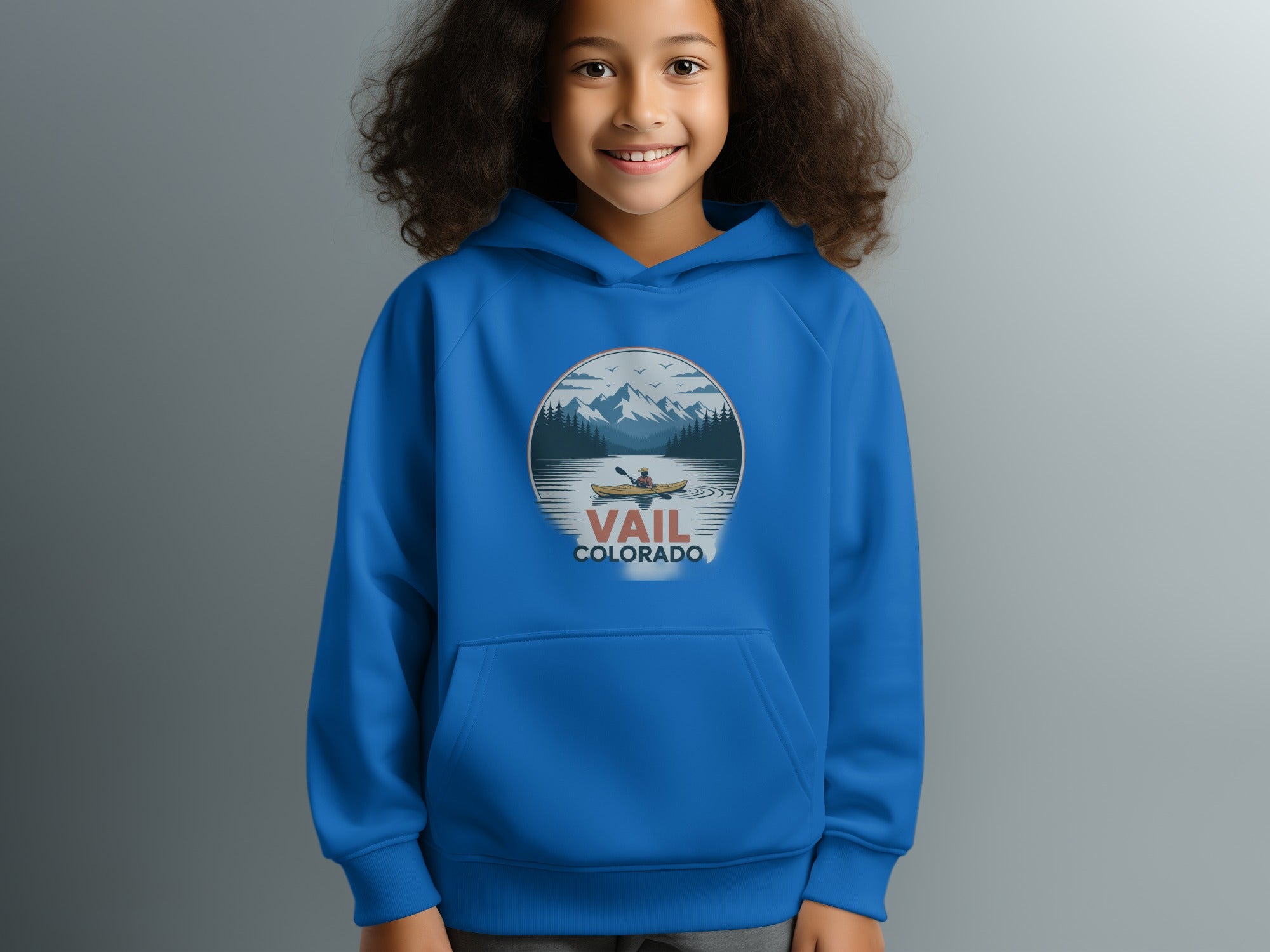 Vail Colorado canoe and mountains print hoodie product