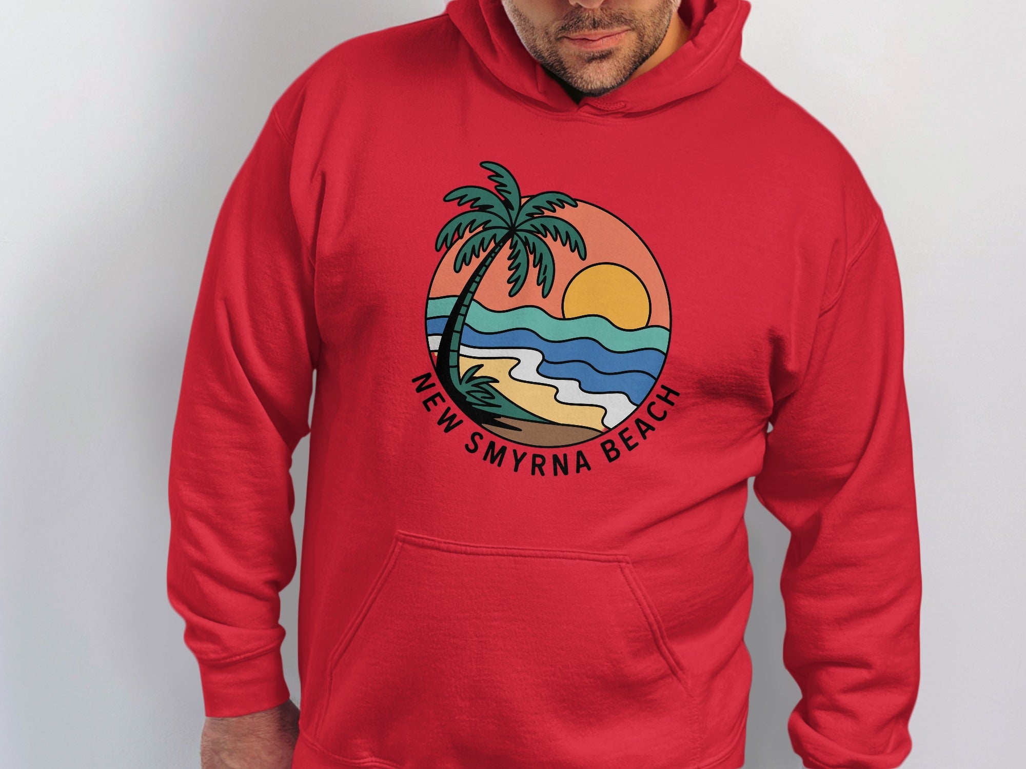 New Smyrna Beach Hoodie with Colorful Palm Tree product