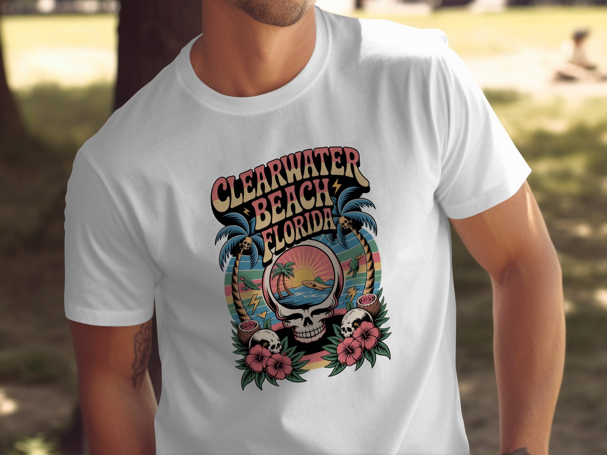 Clearwater Beach Florida Skull Graphic T-Shirt product
