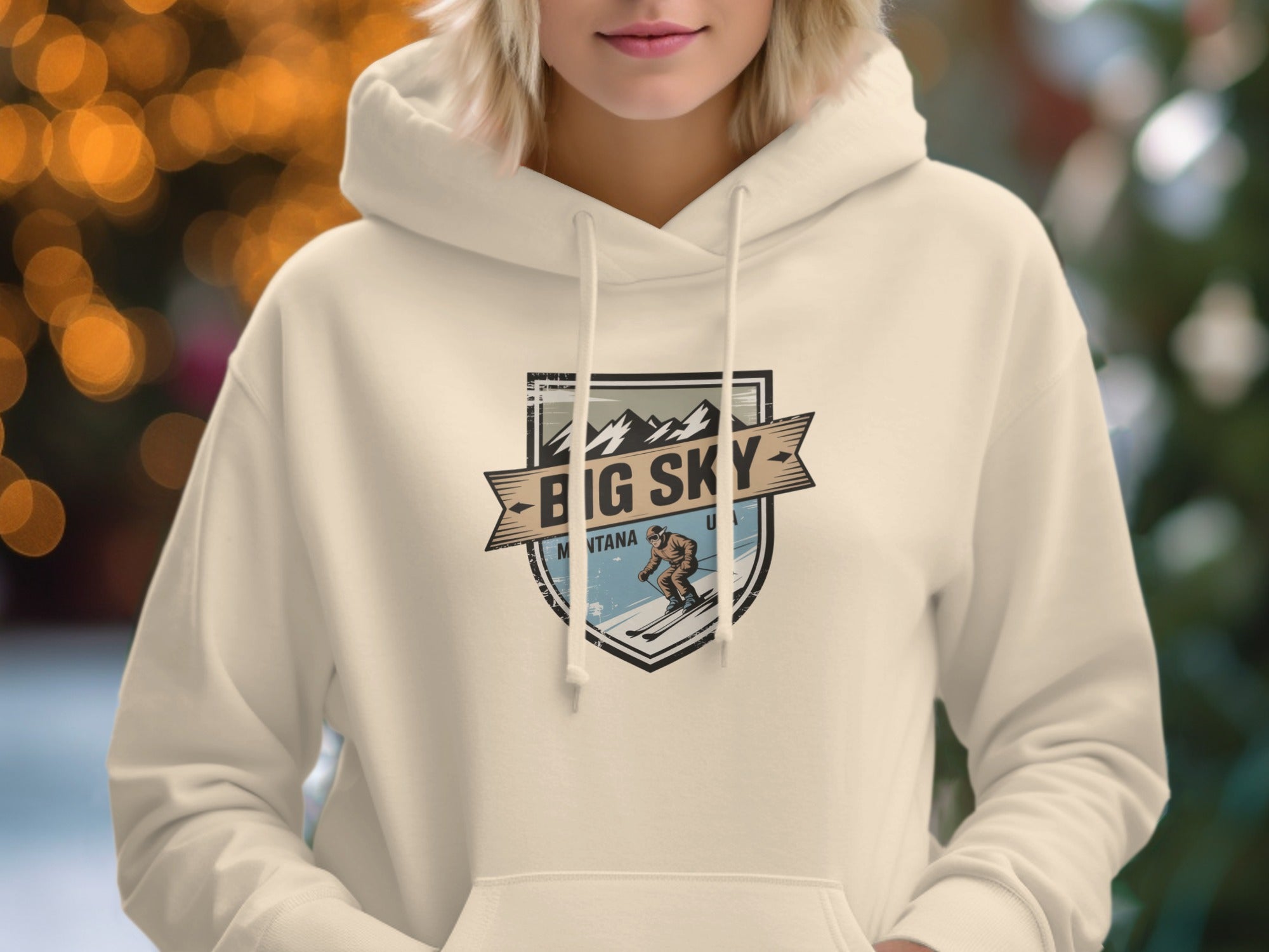 Big Sky Montana Skiing Scene Graphic Hoodie