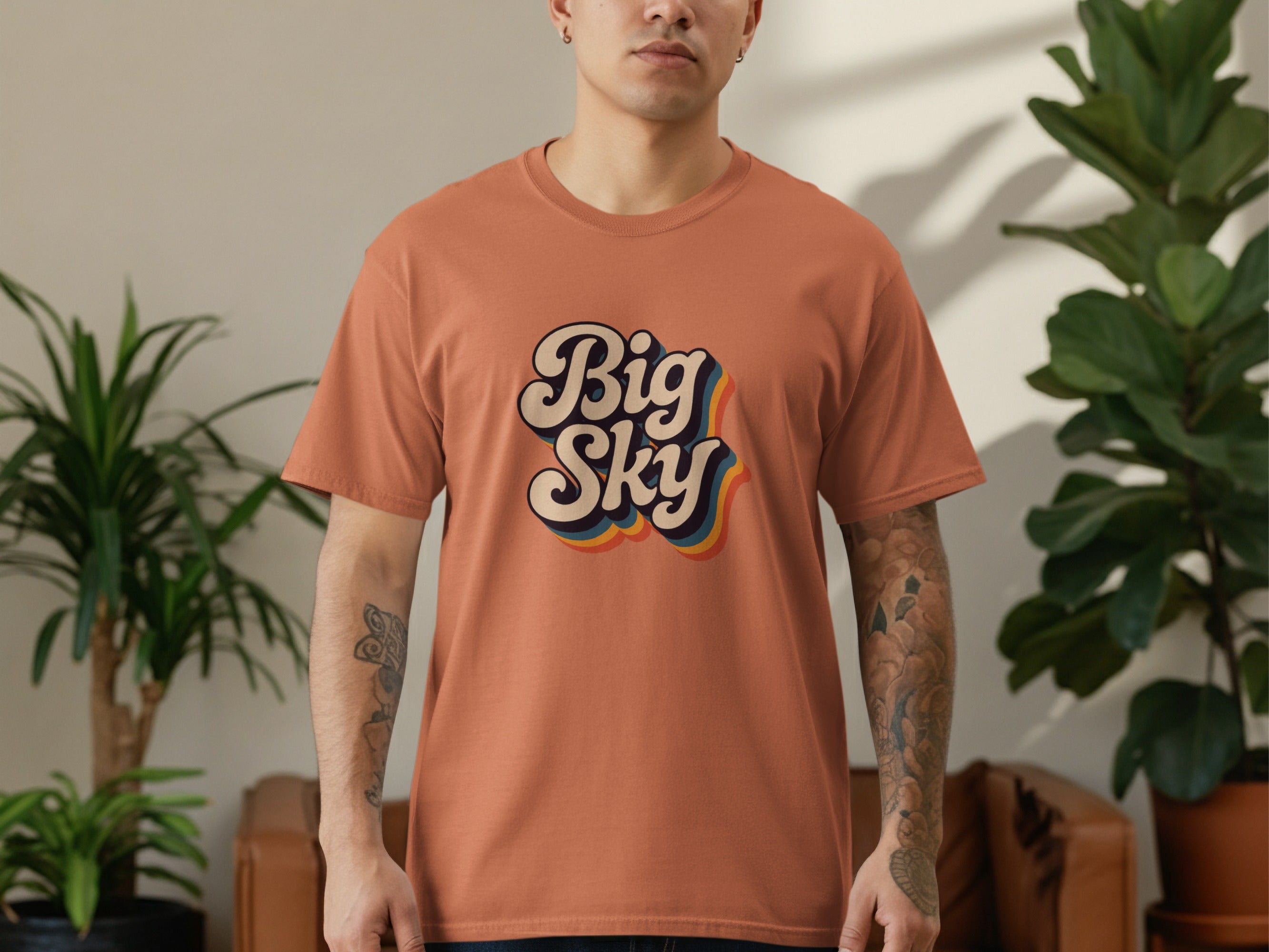 Big Sky Graphic Tee in Retro Style Perfect for Any Occasion