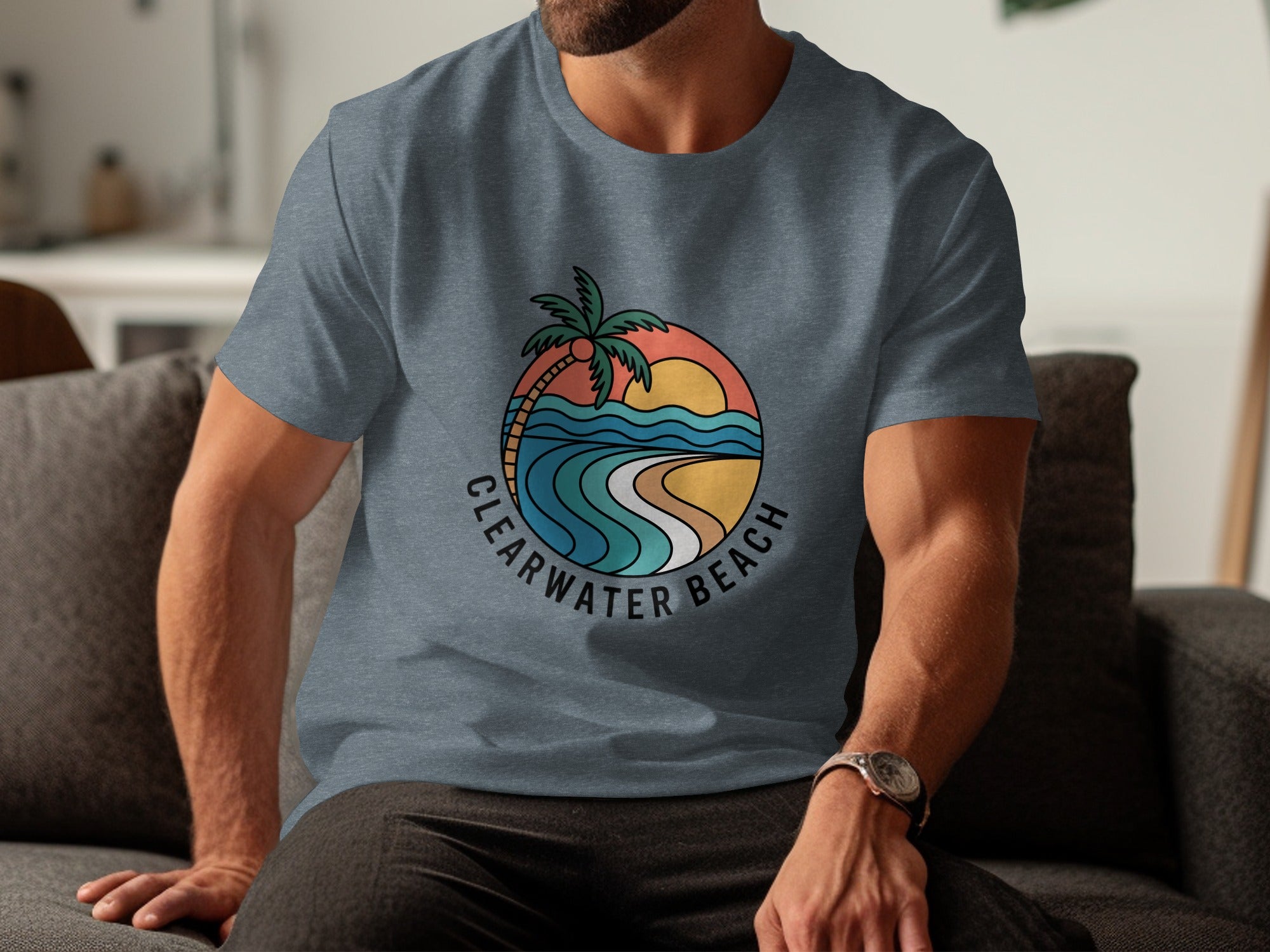 Clearwater Beach Palm Sunset Graphic T-Shirt product type