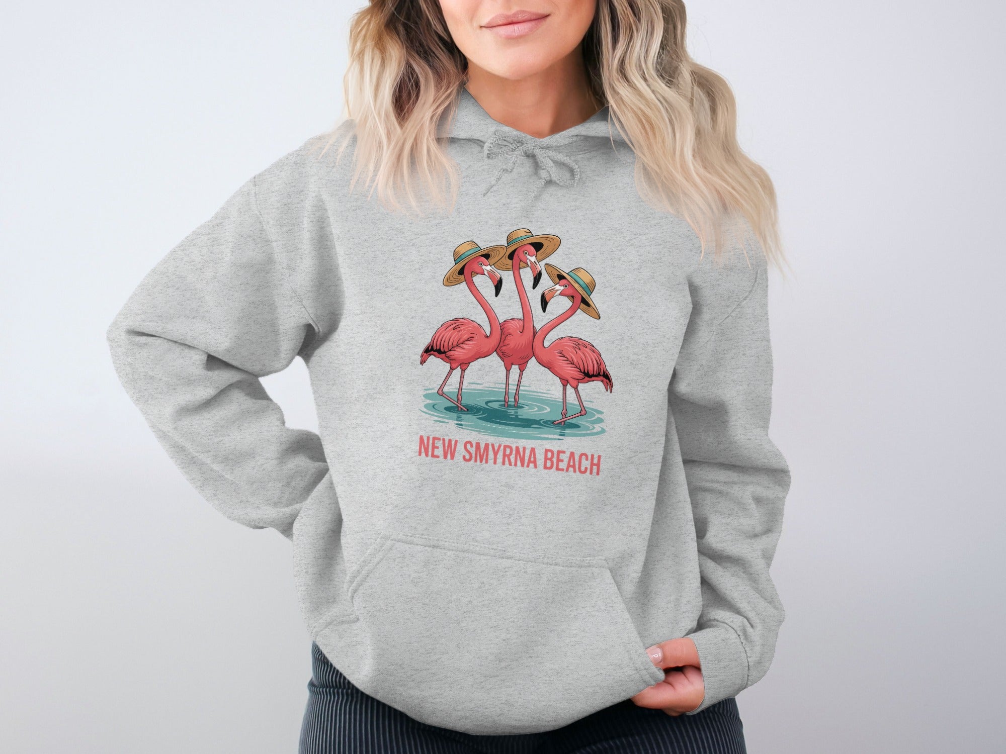 Flamingo Trio New Smyrna Beach Graphic Hoodie product type