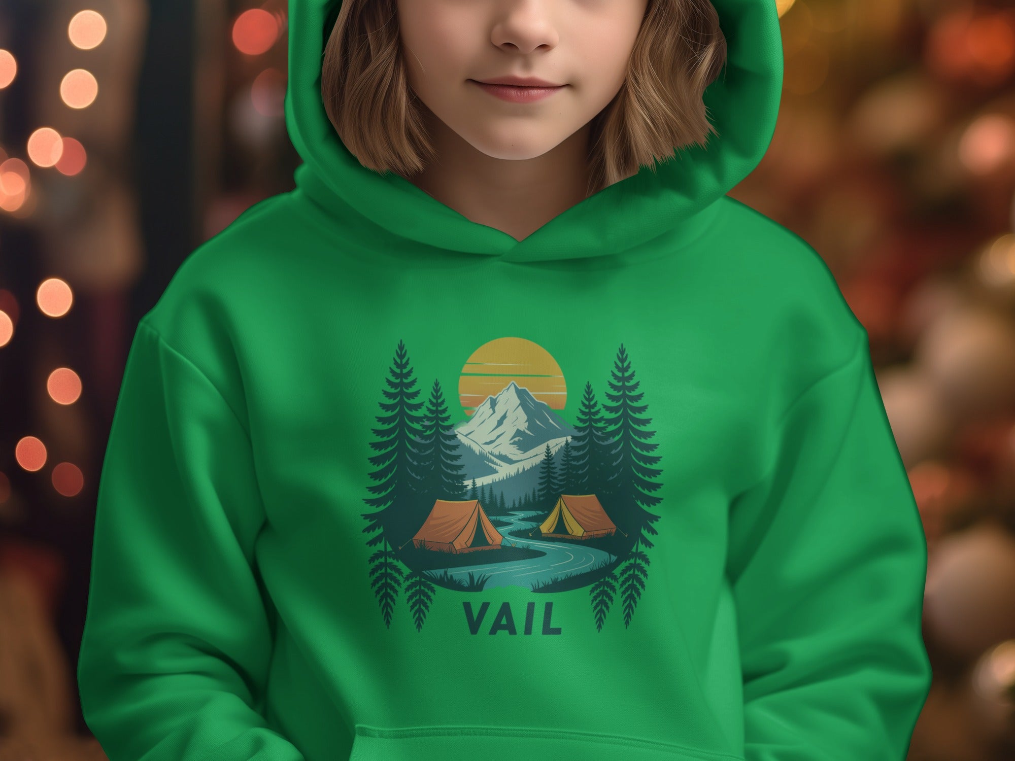 Cozy Green Hoodie with Mountain Scene product