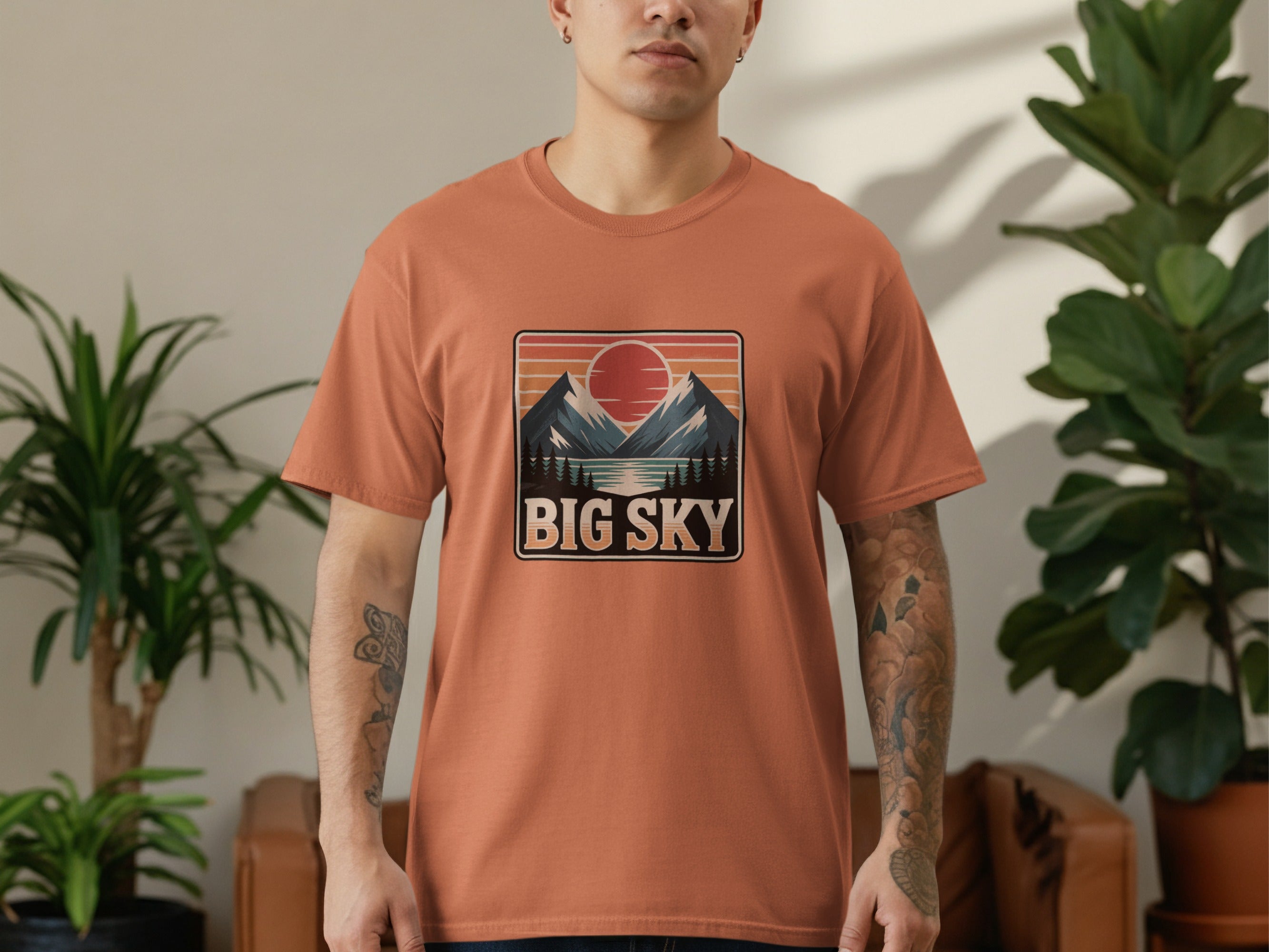 Big Sky Retro Sunset Mountain Graphic T-Shirt