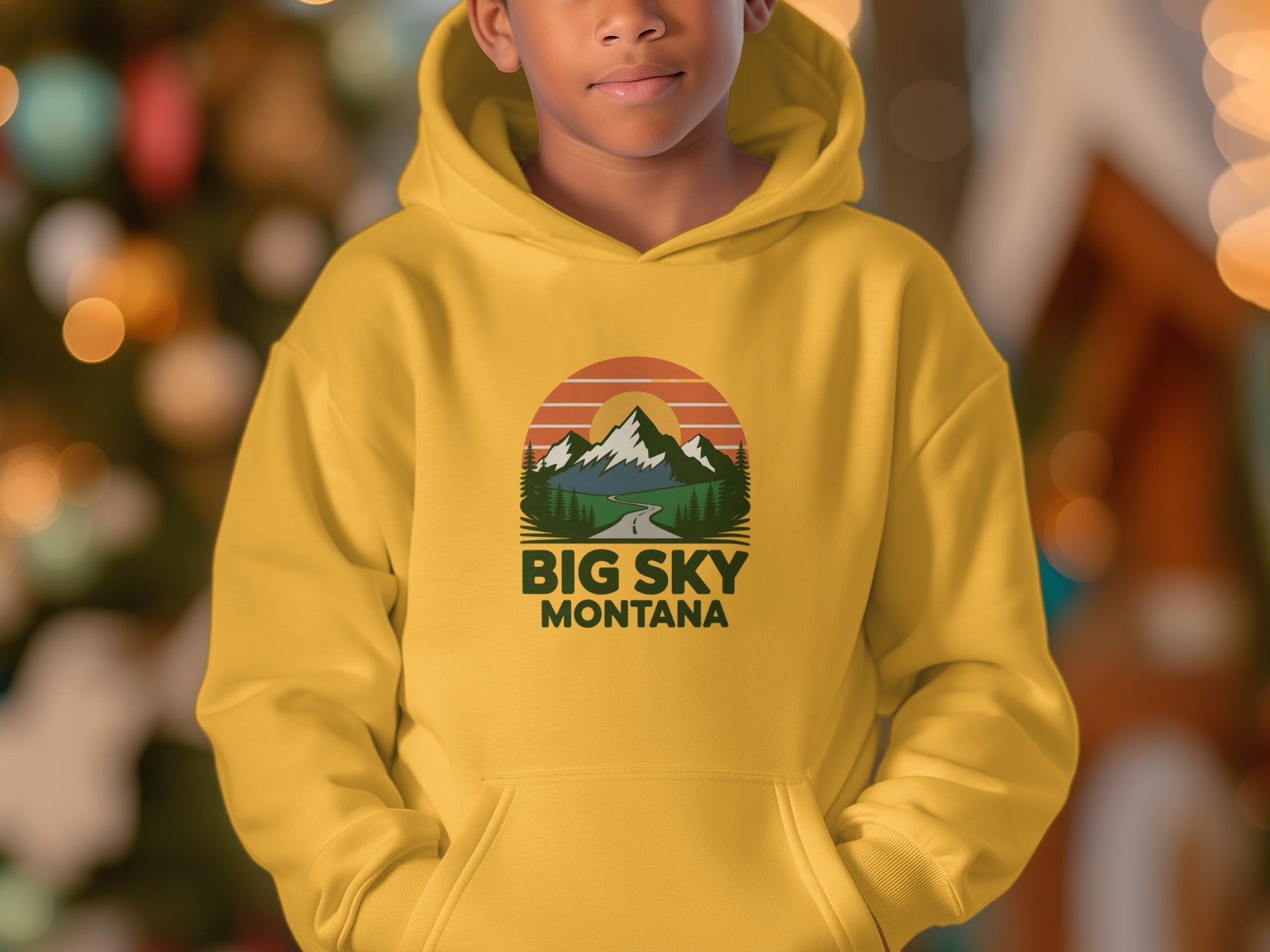 Big Sky Montana Hoodie with Scenic Sunset Design