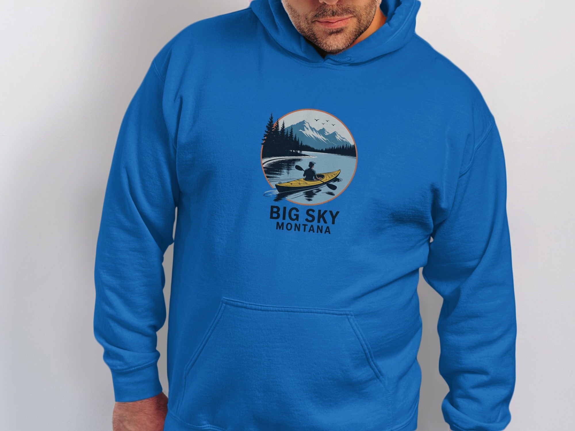 Big Sky Montana Kayak Mountain Adventure Hoodie