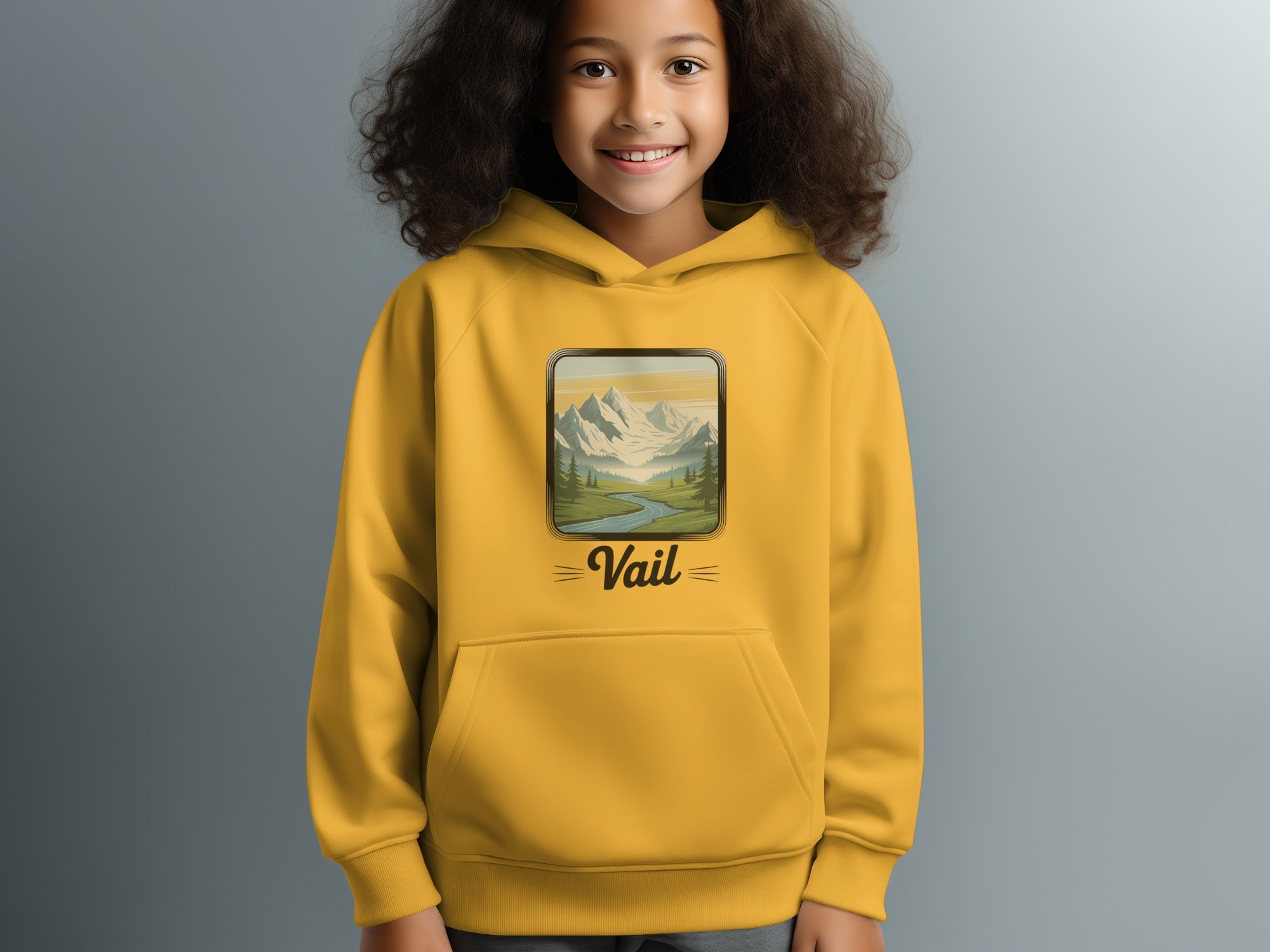 Vail Youth Mountains Landscape Scenic Vail Logo Hoodie