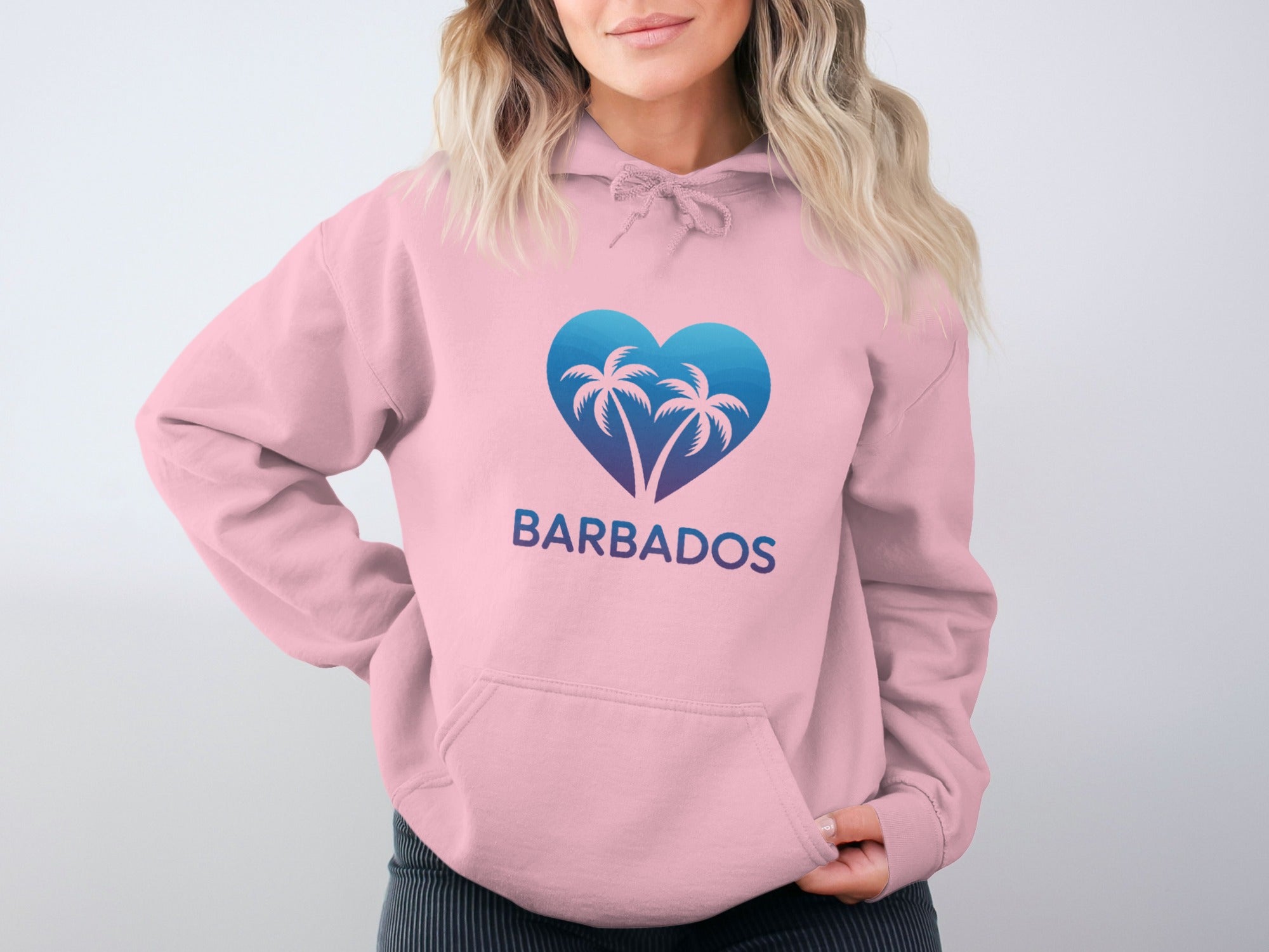 Barbados Heart Palm Trees Pink Hoodie product