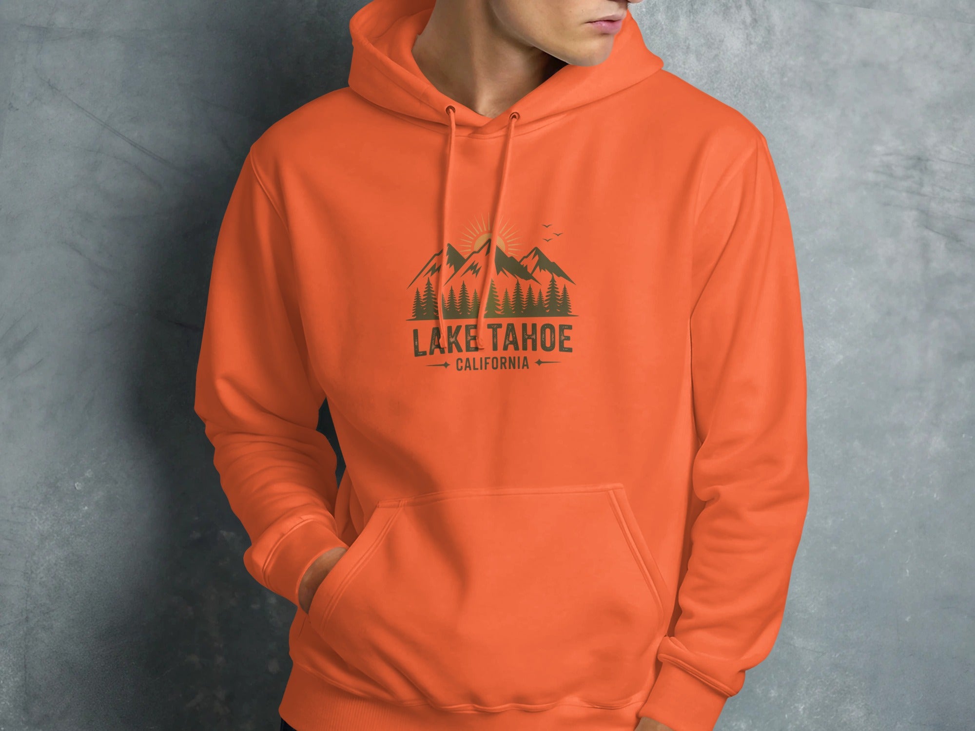 Lake Tahoe California Hoodie with Mountain Design