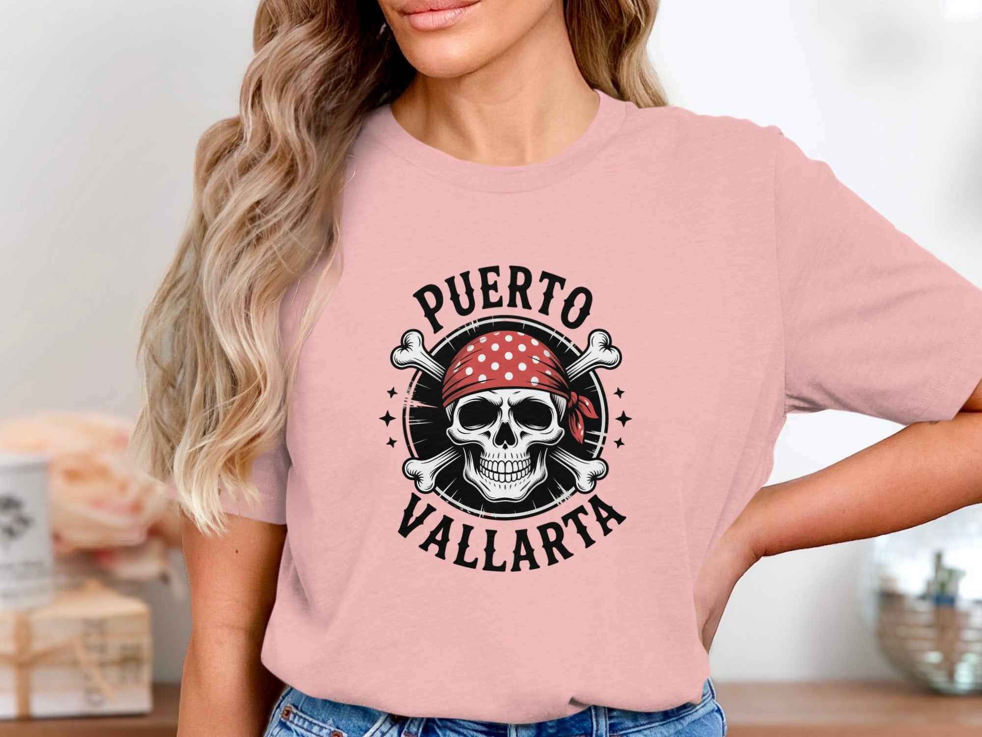 Puerto Vallarta Skull Graphic Tee Creative Product