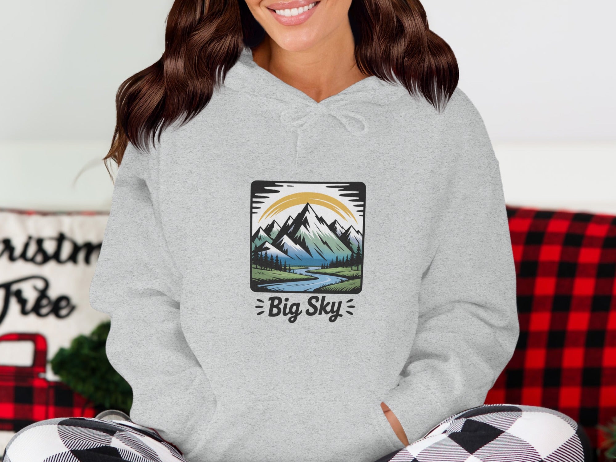 Big Sky Graphic Mountain Design Hoodie