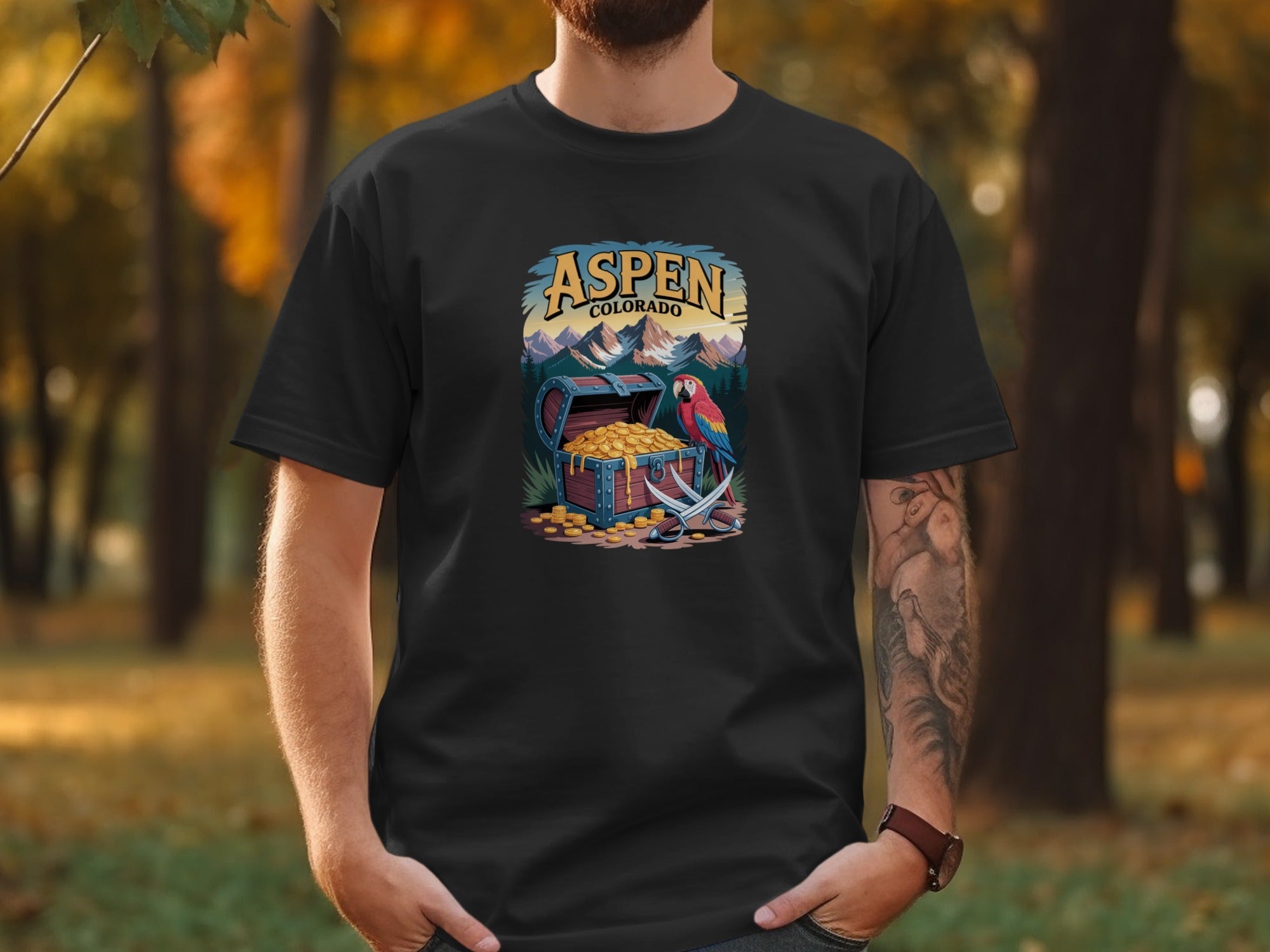 Aspen Colorado Mountain Scene Black T-Shirts product