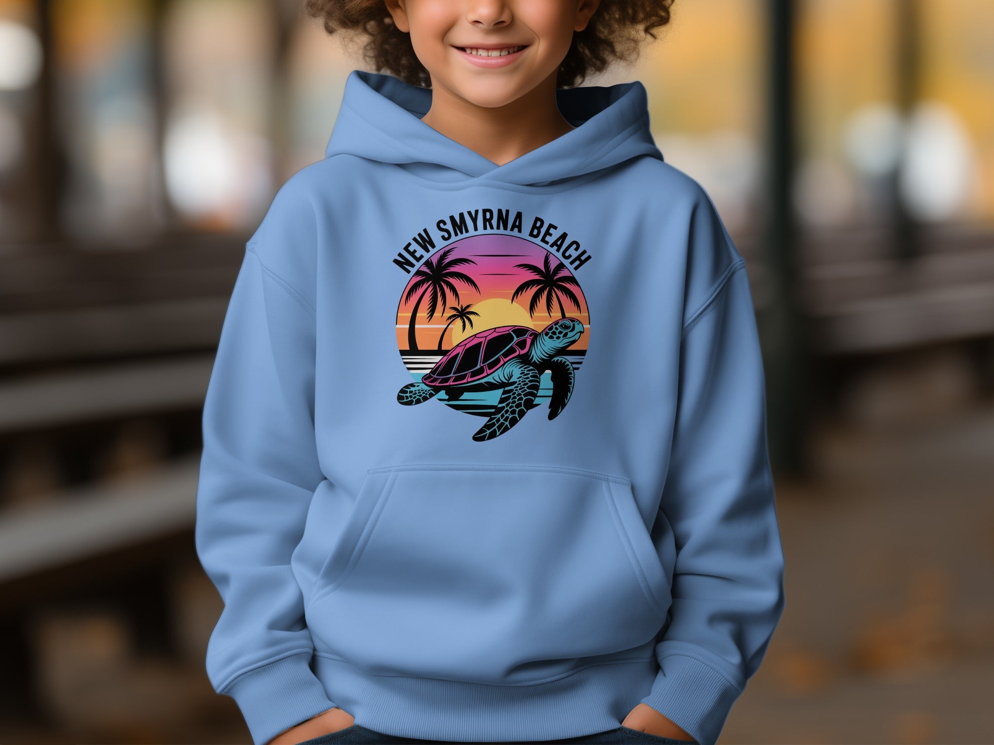 New Smyrna Beach Turtle Design Blue Hoodie product