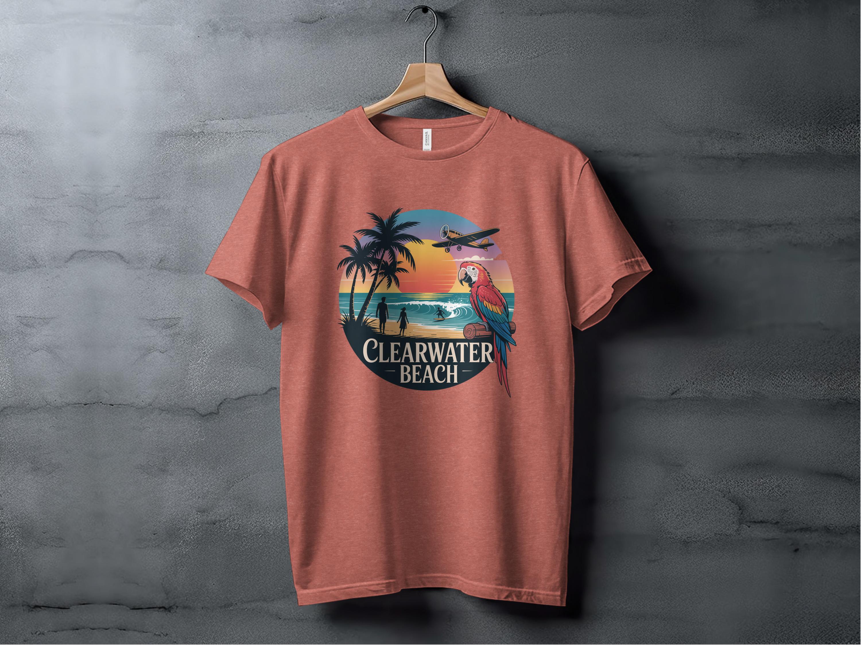 Clearwater Beach Vintage Palm Sunset T-Shirt product