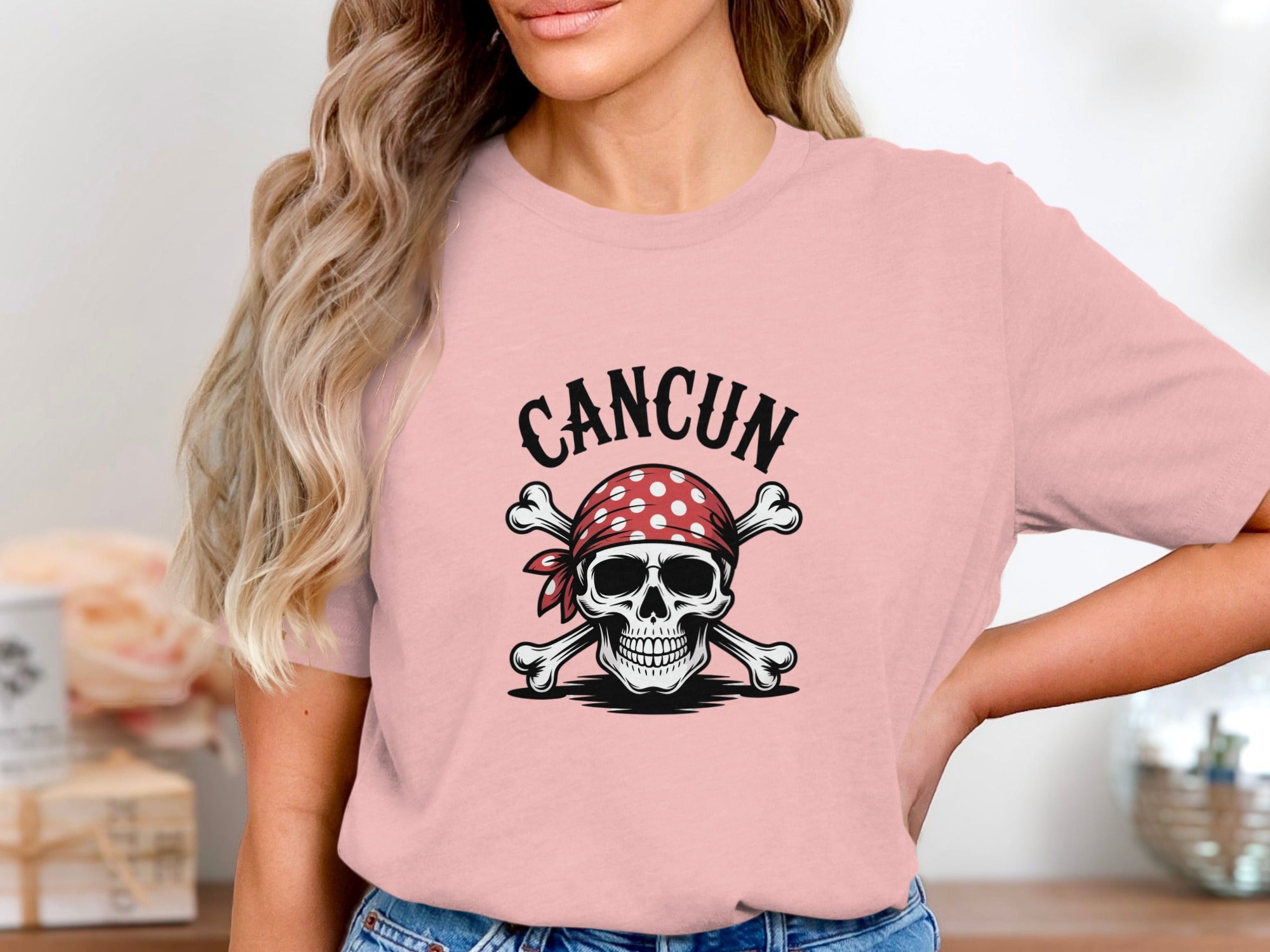 Cancun Skull and Crossbones Graphic T-shirt product