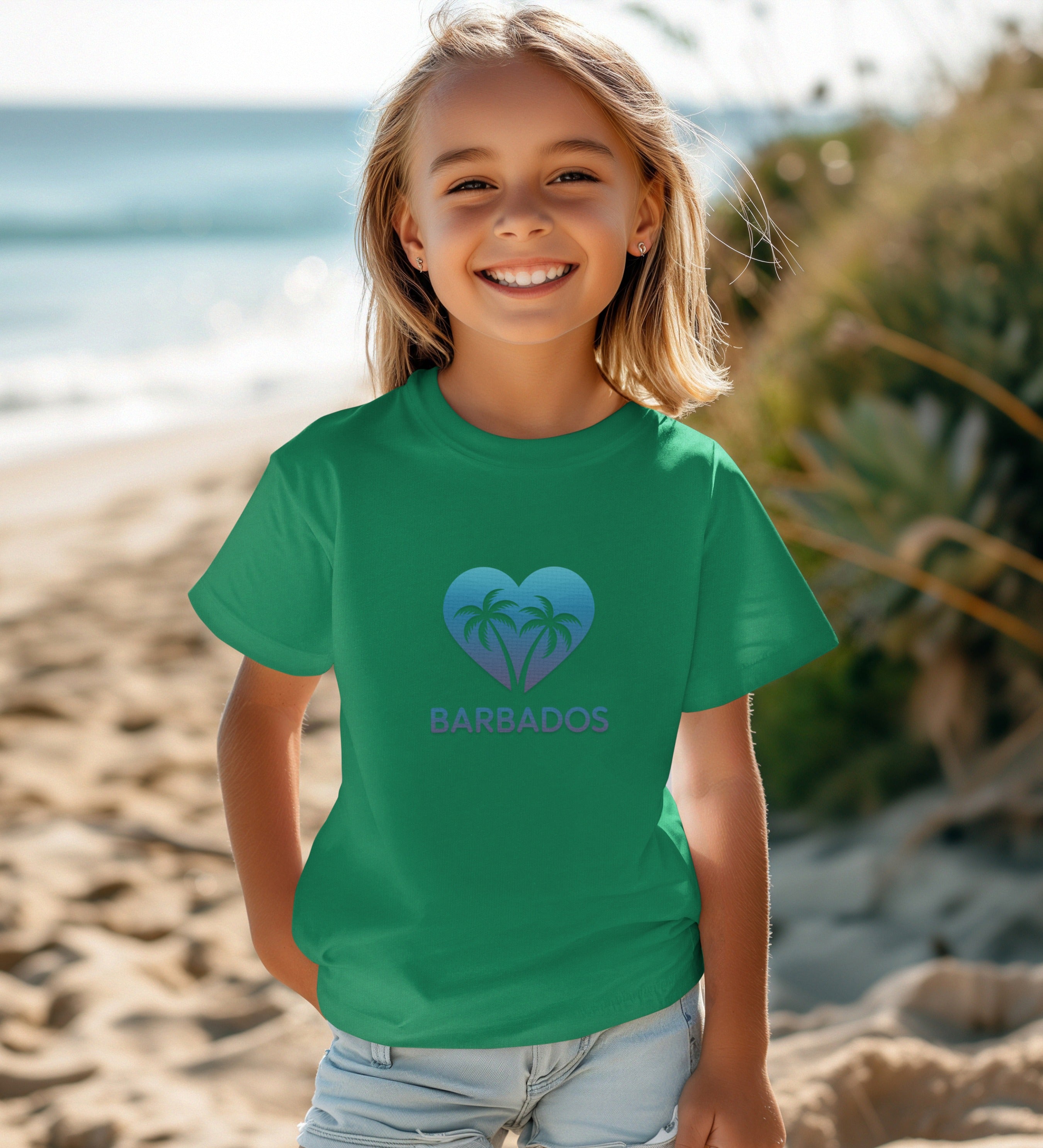 Kids Heart Barbados Shirt Beach Vacation Product