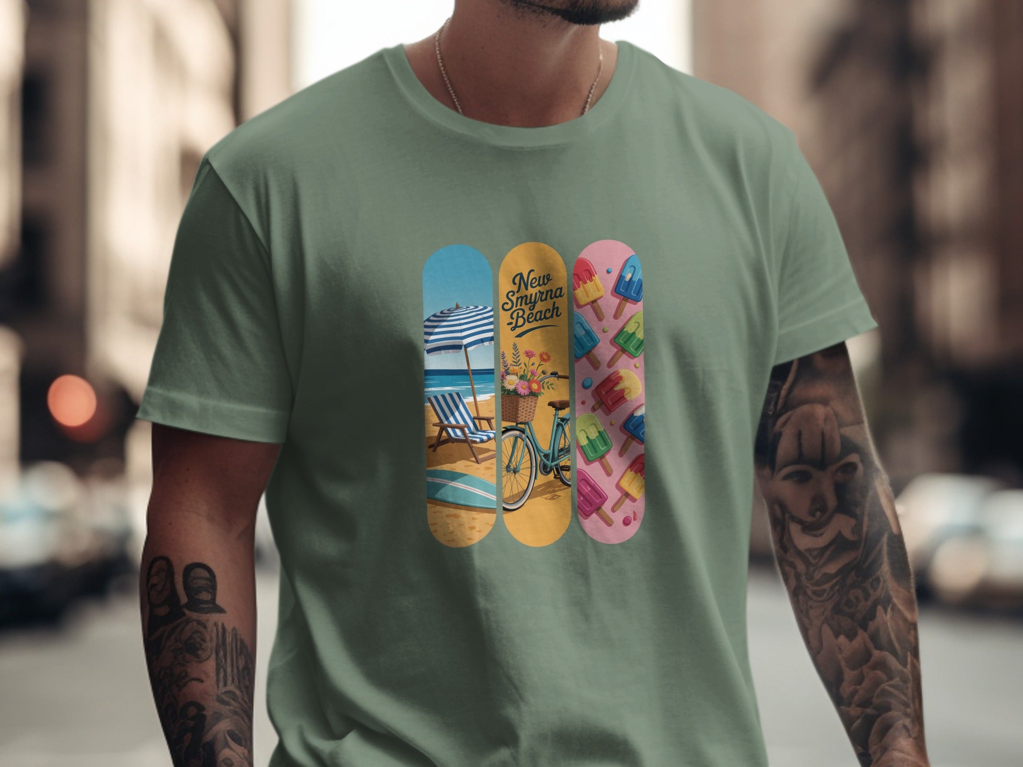 New Smyrna Beach Bicycle And Umbrella T-Shirt product
